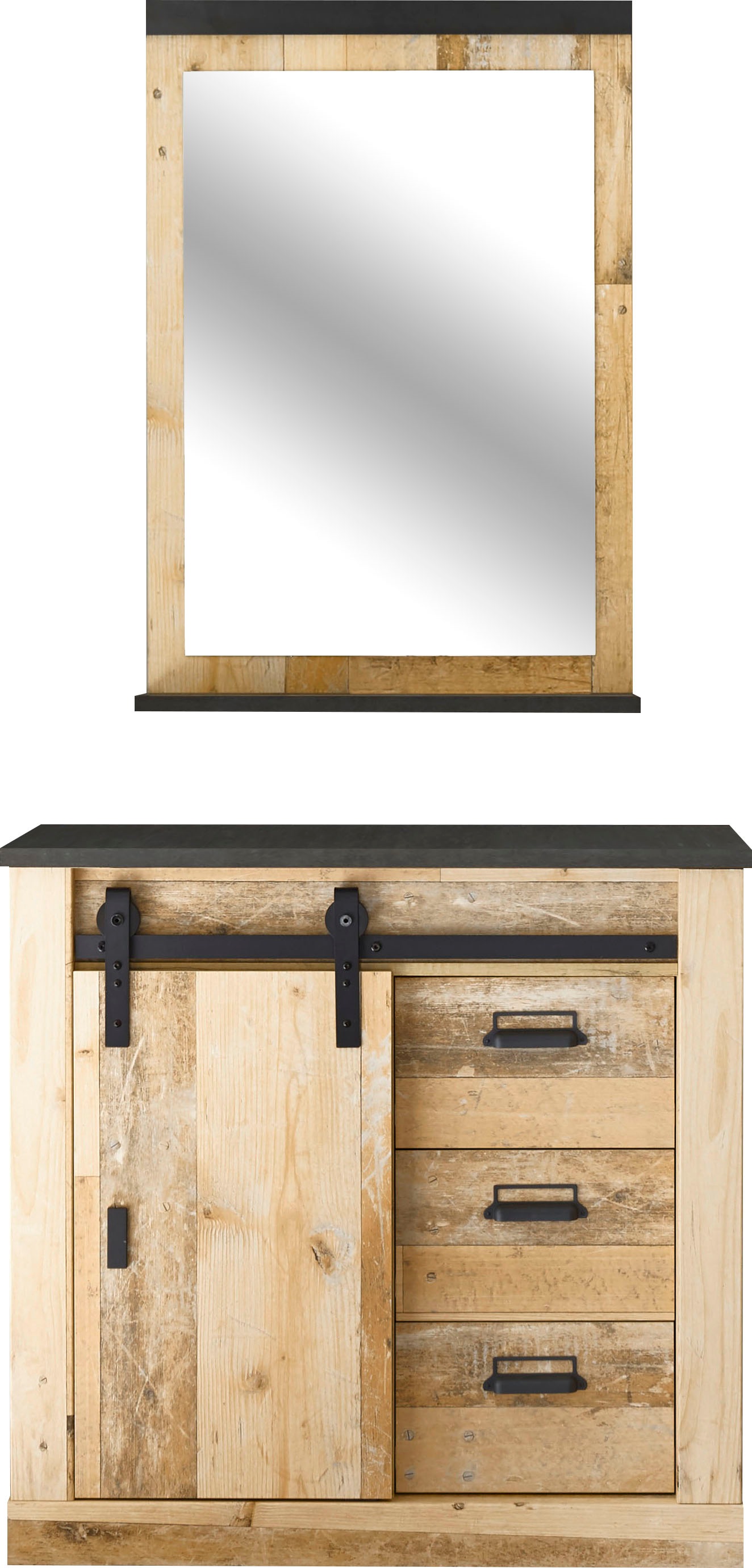 Home affaire Garderoben-Set »SHERWOOD«, (2 St.), mit Scheunentorbeschlag, Apothekergriffe aus Metall, Breite ca. 93 cm
