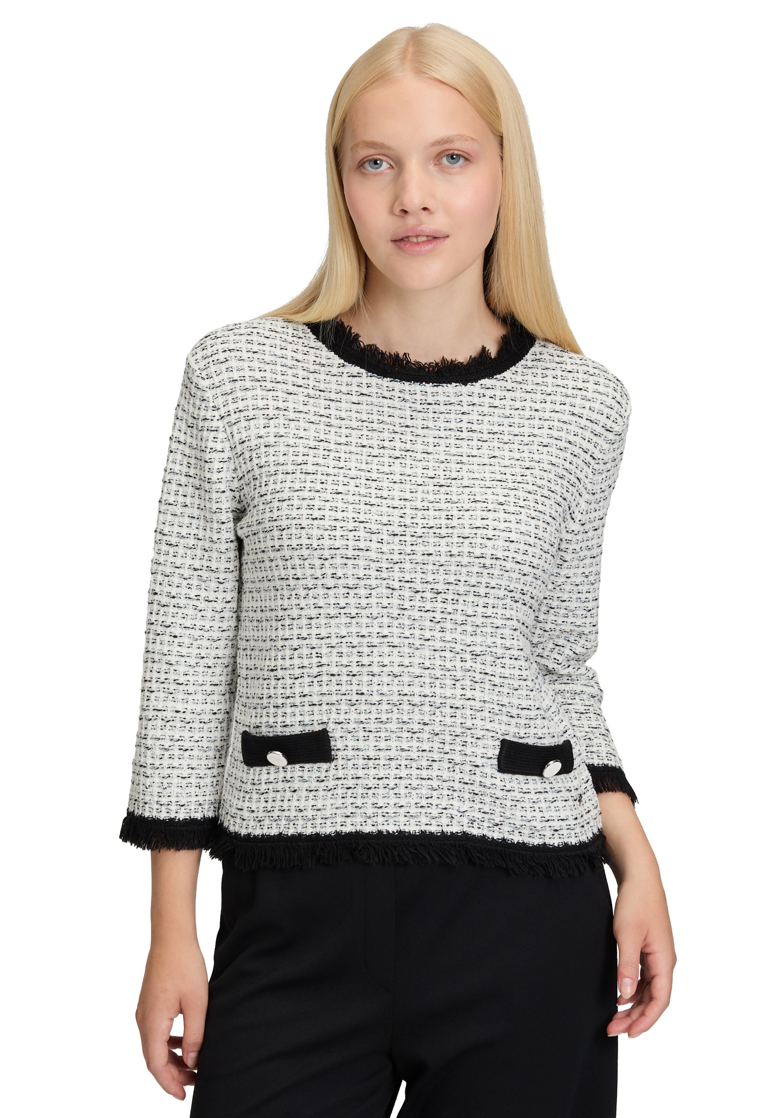 Betty&Co Strickpullover »Strickpullover mit Fransen«