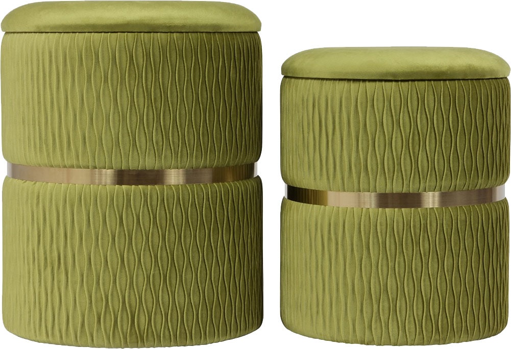 Kayoom Polsterhocker »Hocker Zora 425 2er-Set, Praktischer und versteckter Stauraum« Set, 2 Stk. tlg. 2er-Set mit Stauraum, ineinander stapelbar, goldener Ring