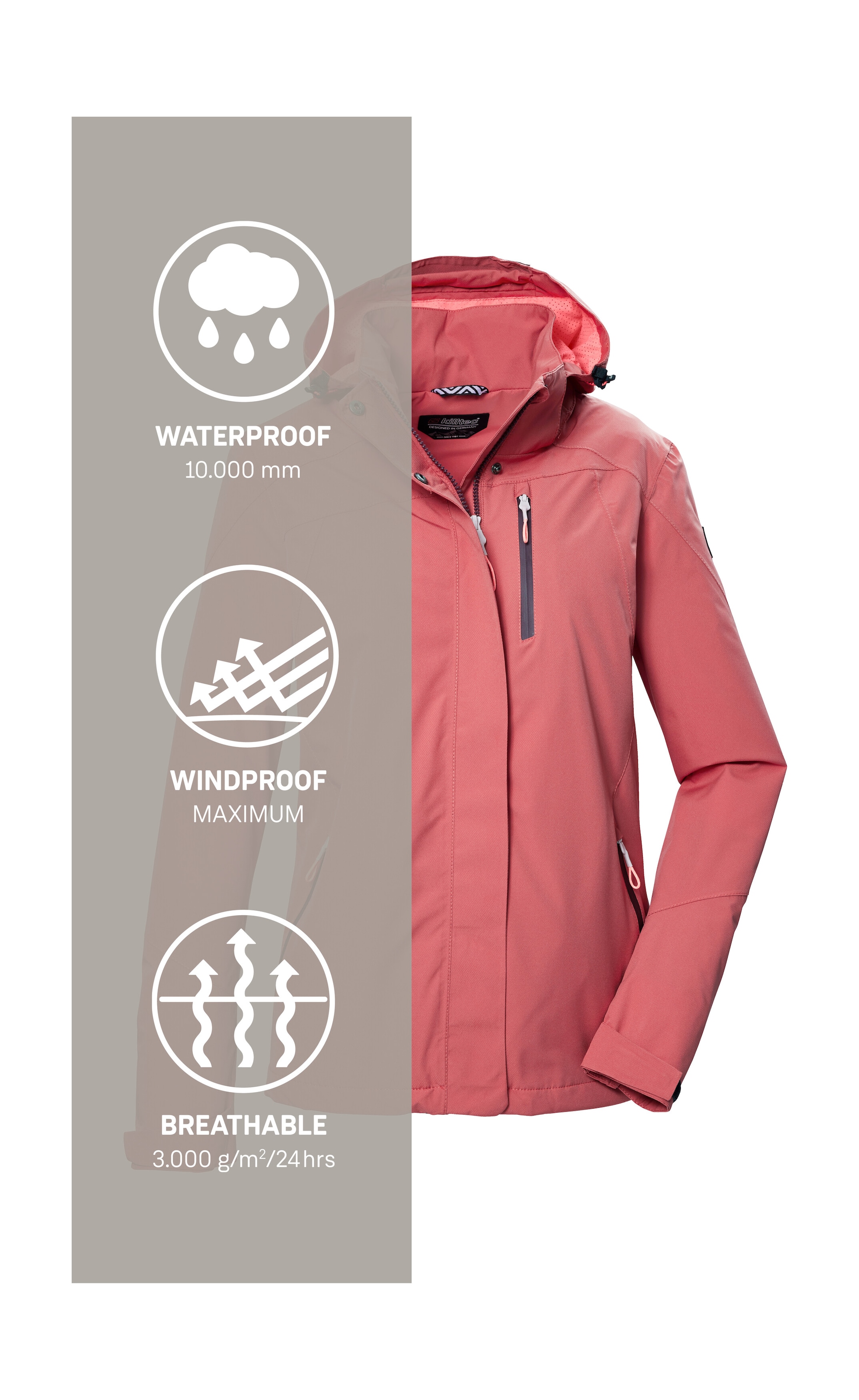 Killtec Outdoorjacke »KOS 28 WMN JCKT«, Wasserdichte, atmungsaktive Damenjacke, recyceltes Material