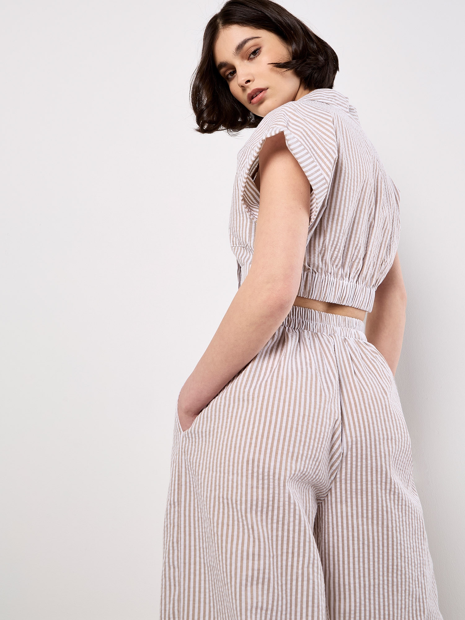 Apricot Blusentop »Crop-Shirt« mit Streifen