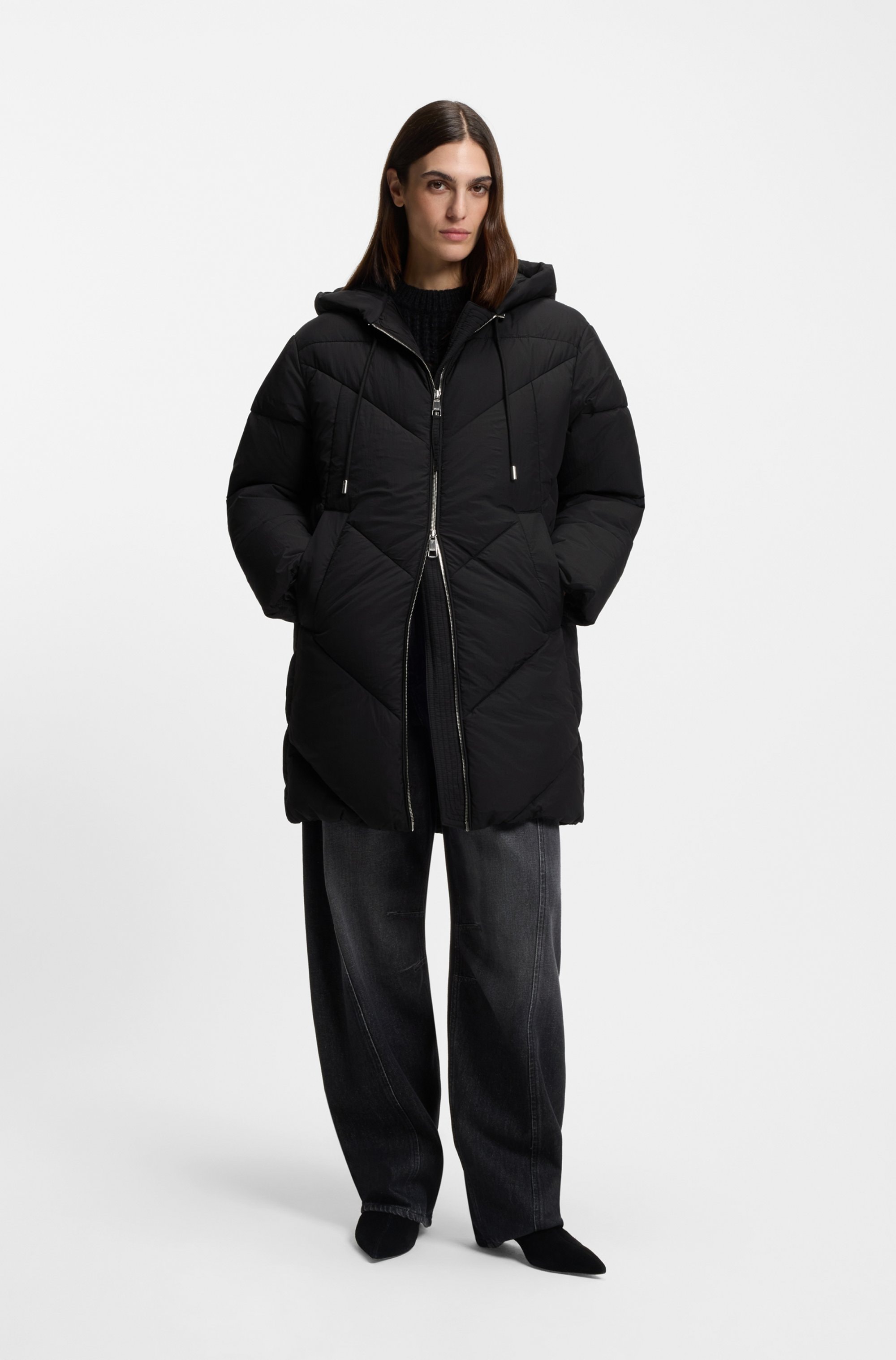 BOSS ORANGE Steppmantel »Piapolly Premium Damenmode«, mit Kapuze, Chevron-Steppung