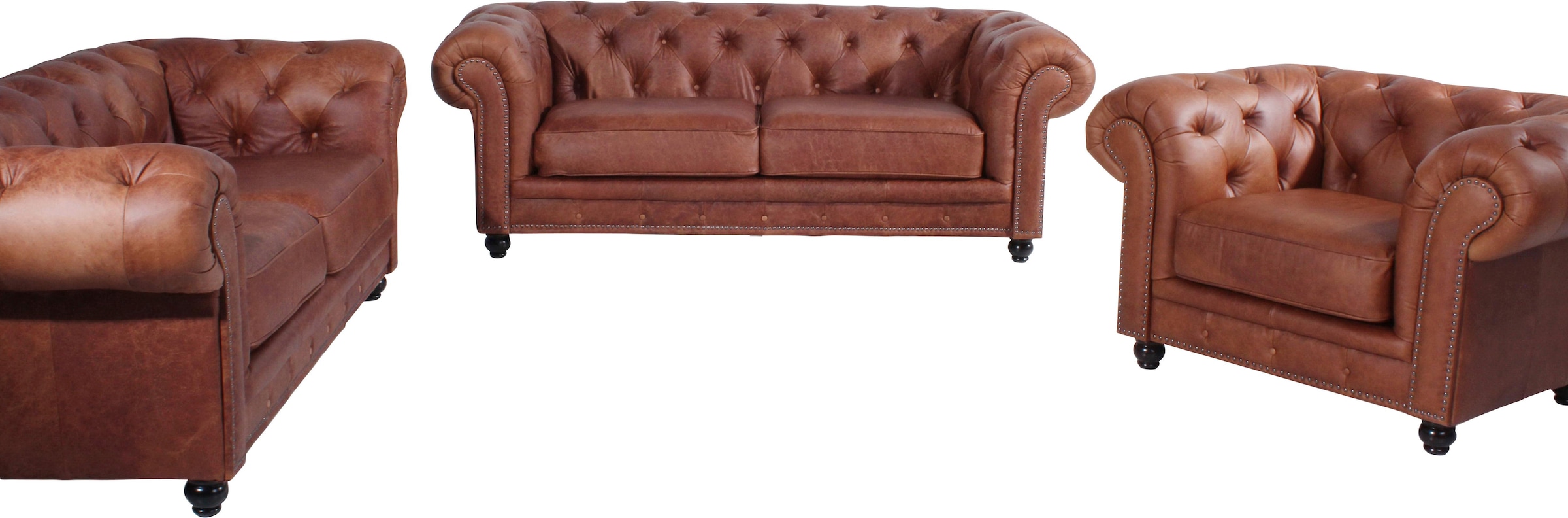Max Winzer® Chesterfield-Sessel »Old England, Loungesessel, bequem, mit tollen Details«, Ledersessel mit Knopfheftung & Ziernägeln