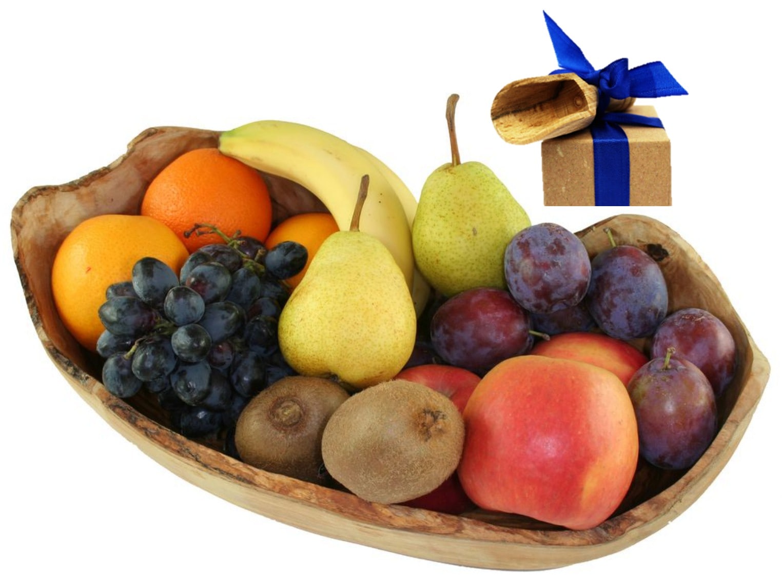 Olivenholz-Erleben Obstschale aus Massivholz Jede Schale ist ein Unikat mit einzigartiger und natürlicher Maserung in braun, Größe B/H/L: 13 cm x...