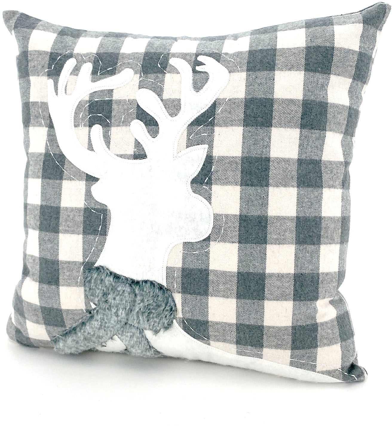 Weckbrodt Dekokissen »Elch« mit Vlies- und Felleinsatz, Kissenhülle ohne Füllung, 1 Stück