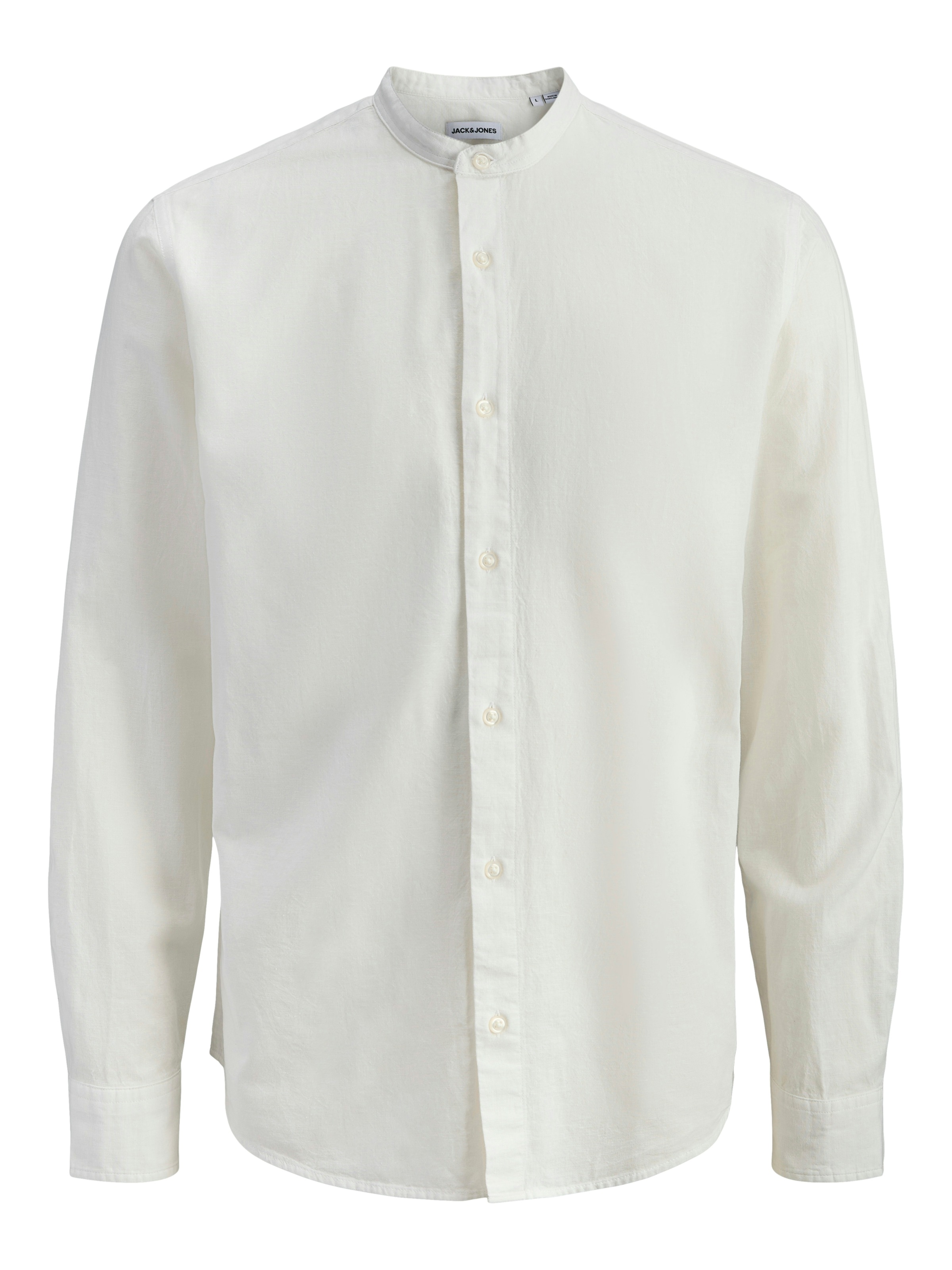 Jack & Jones PlusSize Langarmhemd »JJEBREEZE LINEN BLEND BAND SHIRT L PLS« mit Stehkragen