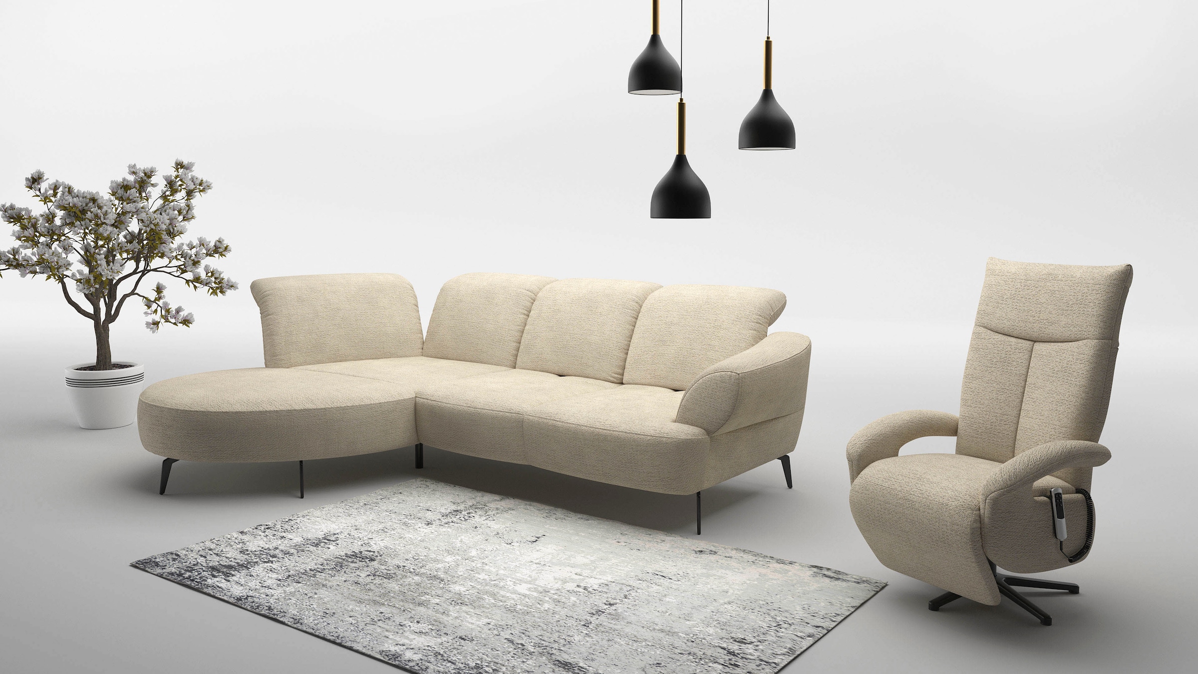sit&more Ecksofa »Dance, L-Form, inkl. Sitztiefenverstellung«, inkl. Click&Seat, optional mit Kopfteilverstellung