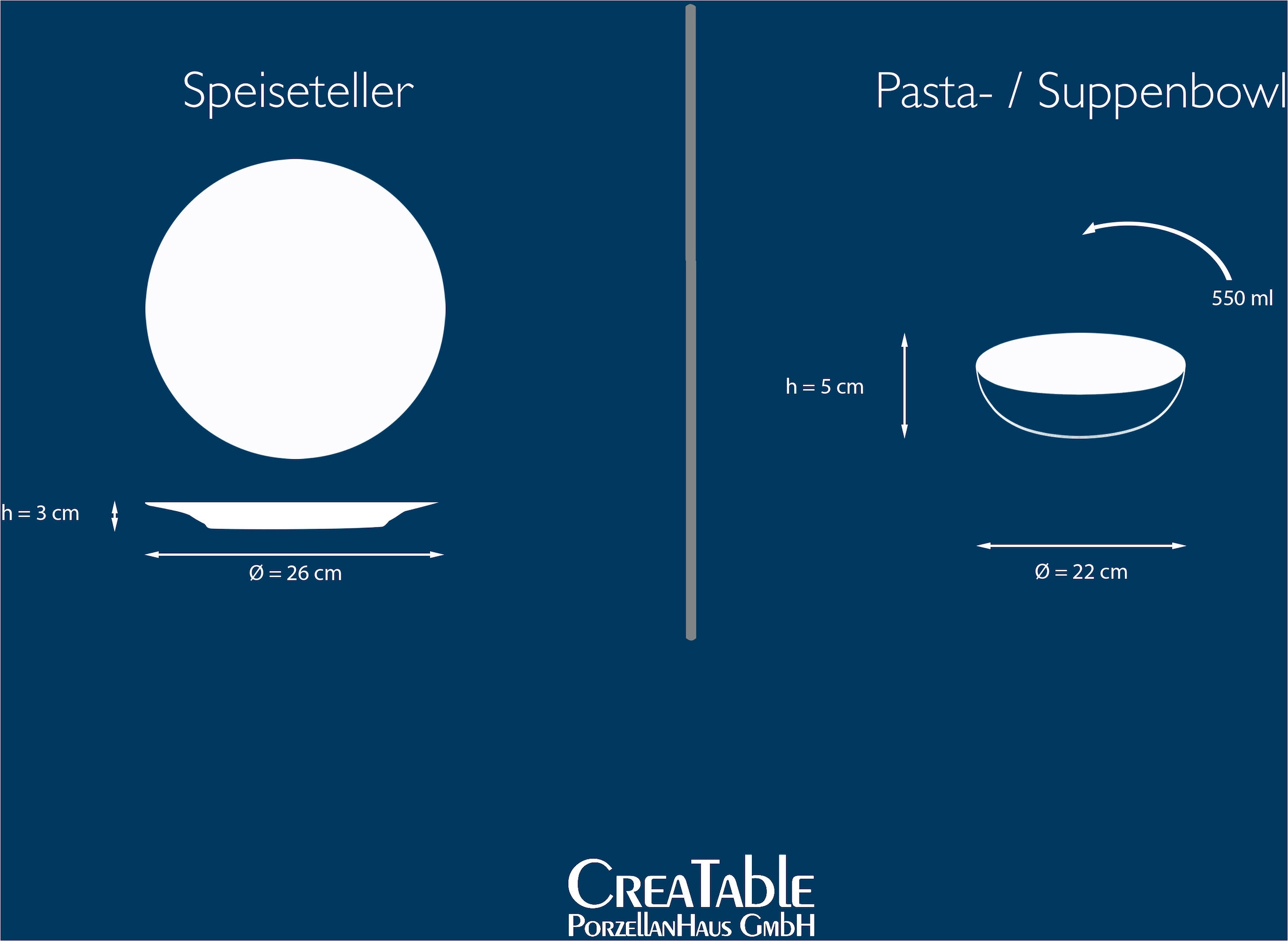 CreaTable Teller-Set »Nordic Fjord«, (Set, 12 tlg.), Tafelservice, 6 Speiseteller Ø 26 cm, 6 Suppenteller Ø 22,5 cm