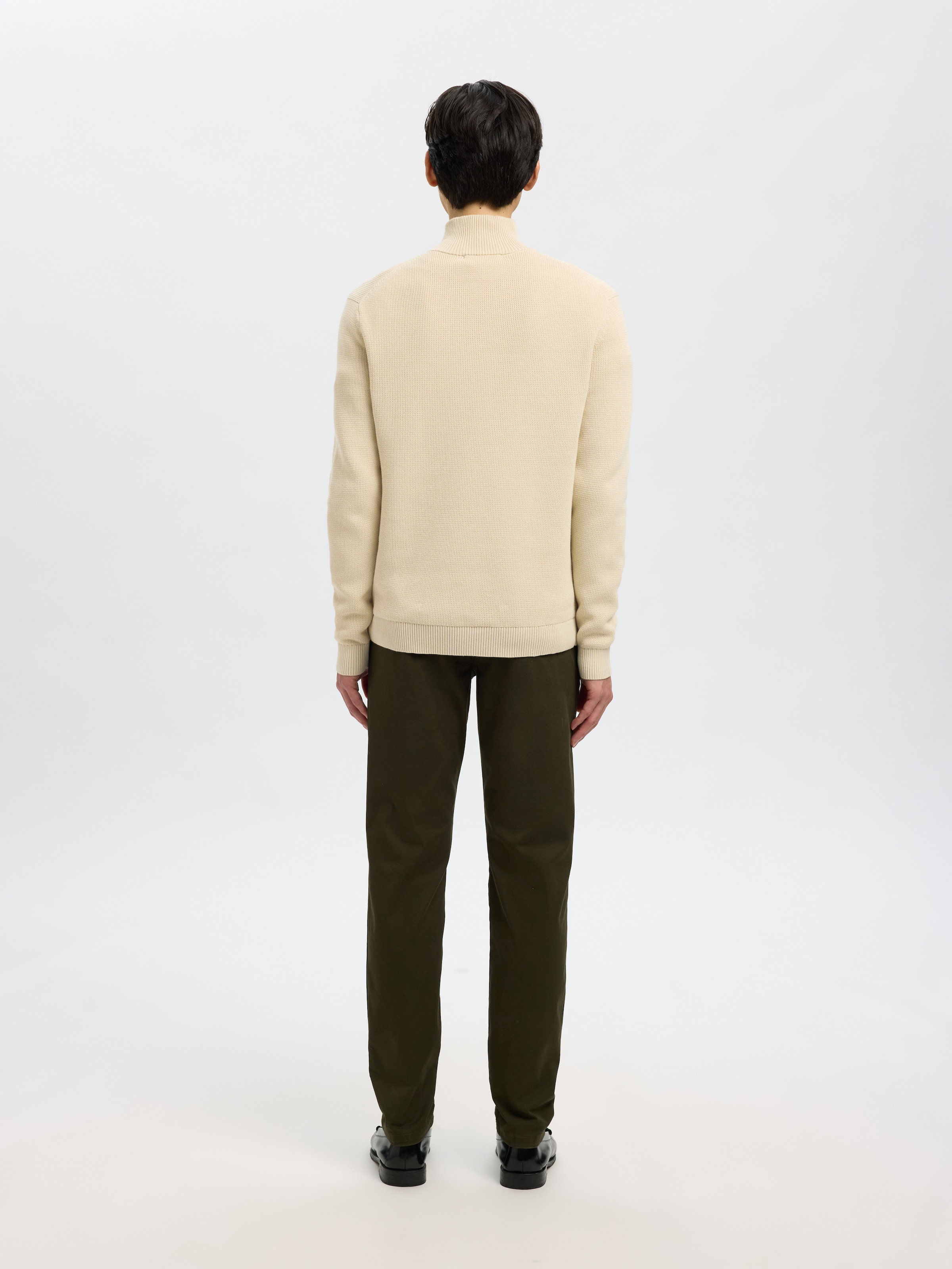 SELECTED Troyer »SLHDANE LS KNIT STRUCTURE HALF ZIP NOOS« Baumwolle, regular fit