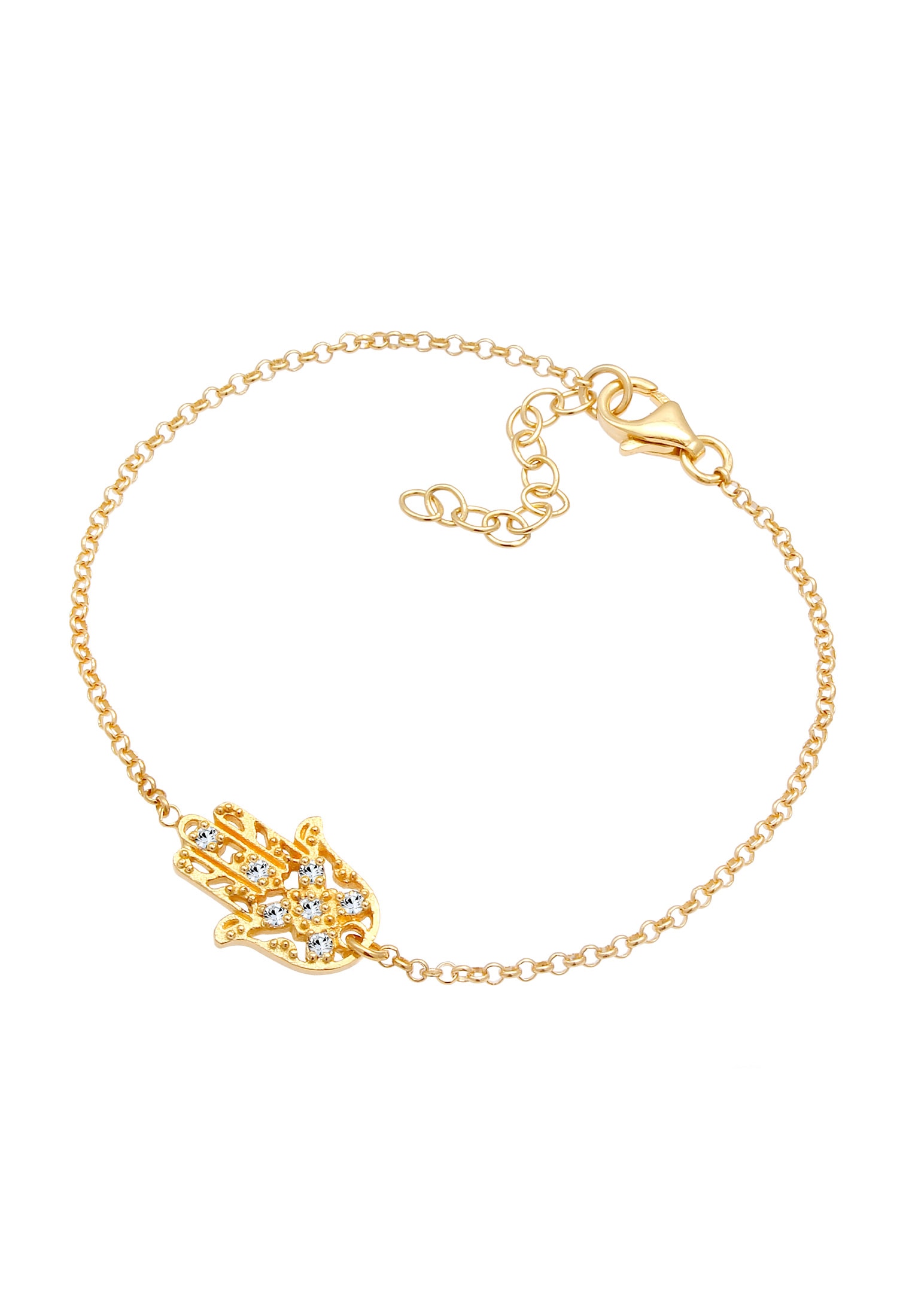 Elli Armkette »Armband Hamsa Fatimas Hand 925 Silber, mit Kristallen von Swarovski®«