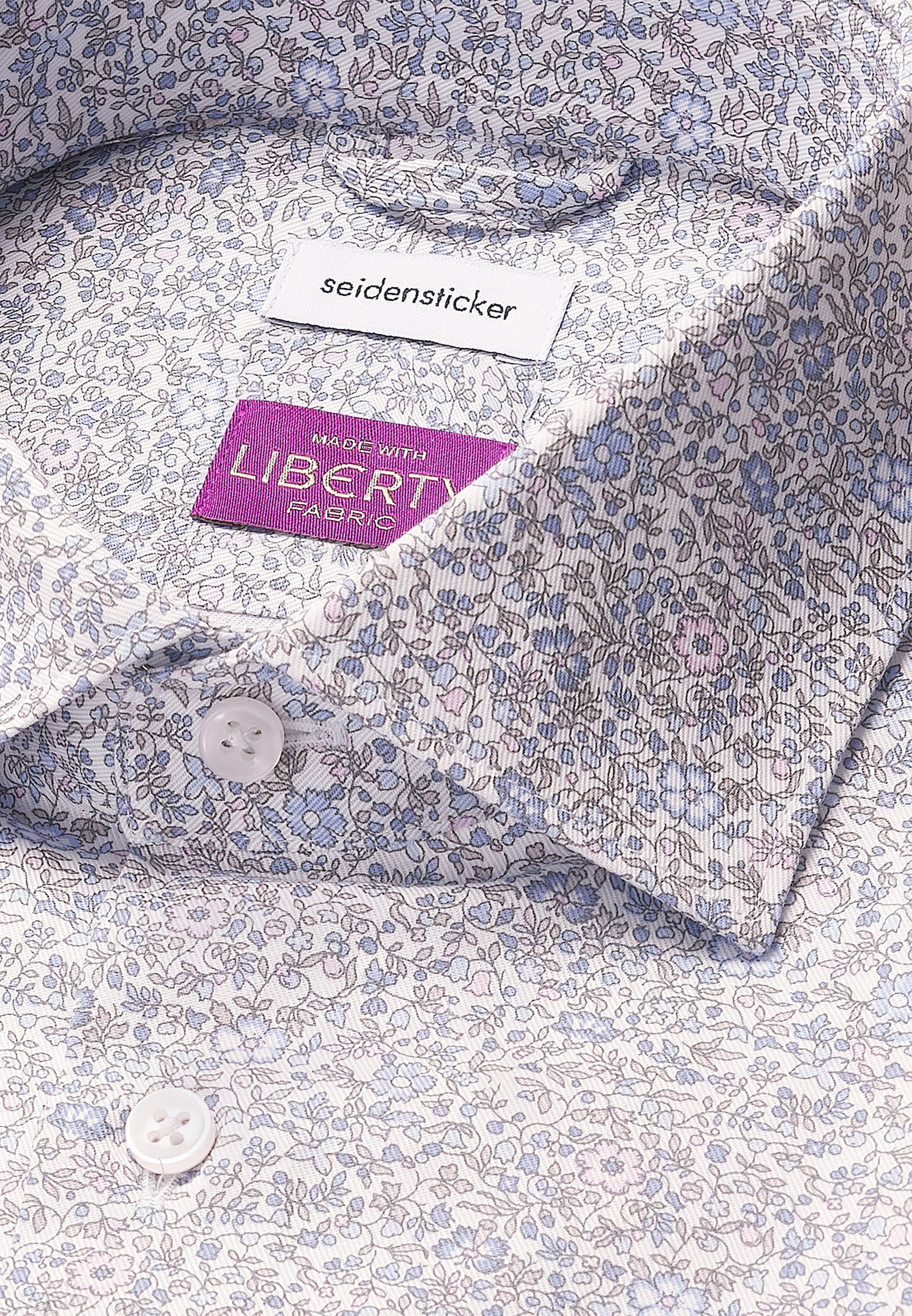 seidensticker Businesshemd »Schwarze Rose« Shaped 1/1 Kentkragen Geblümt