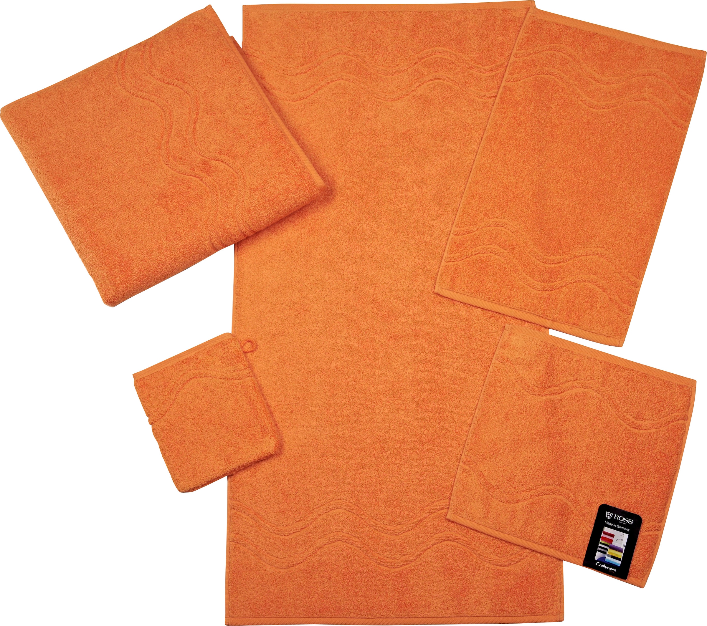 ROSS Duschtuch »Cashmere feeling«, (1 St.), 100% Baumwolle, mit Wellen-Bordüre, große Farbauswahl