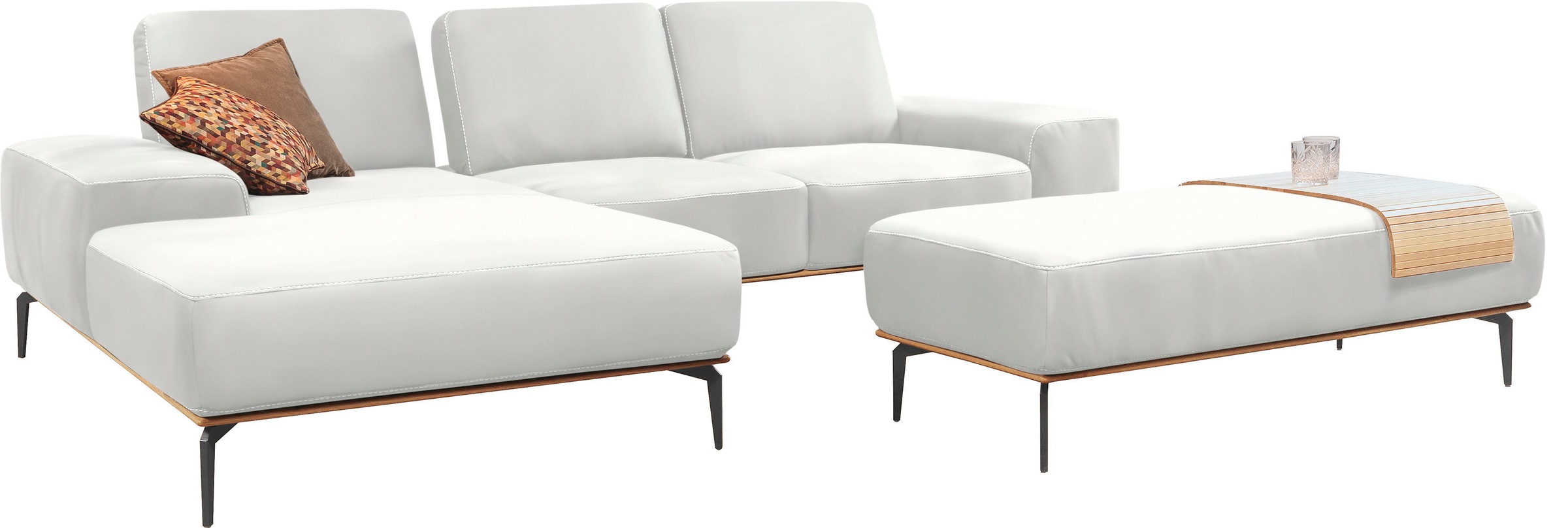 W.SCHILLIG Ecksofa »run, Designsofa mit tollem Sitzkomfort, bequem, L-Form«, mit Holzsockel, Füße in Schwarz pulverbeschichtet, Breite 279 cm