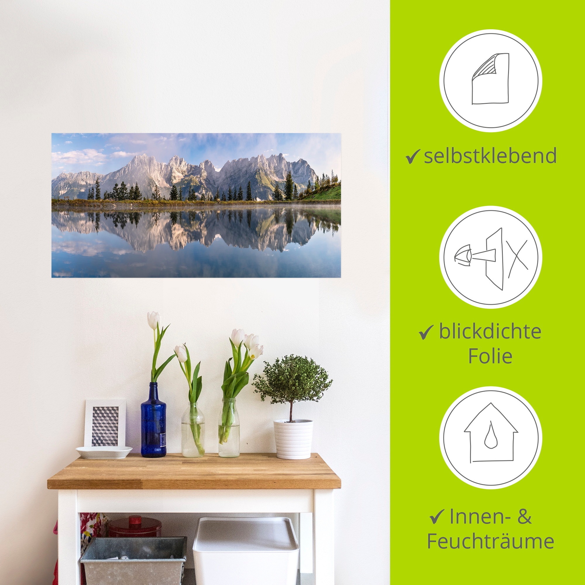 Artland Wandbild »Wilder Kaiser in Tirol«, Bilder von Europa, (1 St.), als Alubild, Outdoorbild, Leinwandbild, Poster, Wandaufkleber