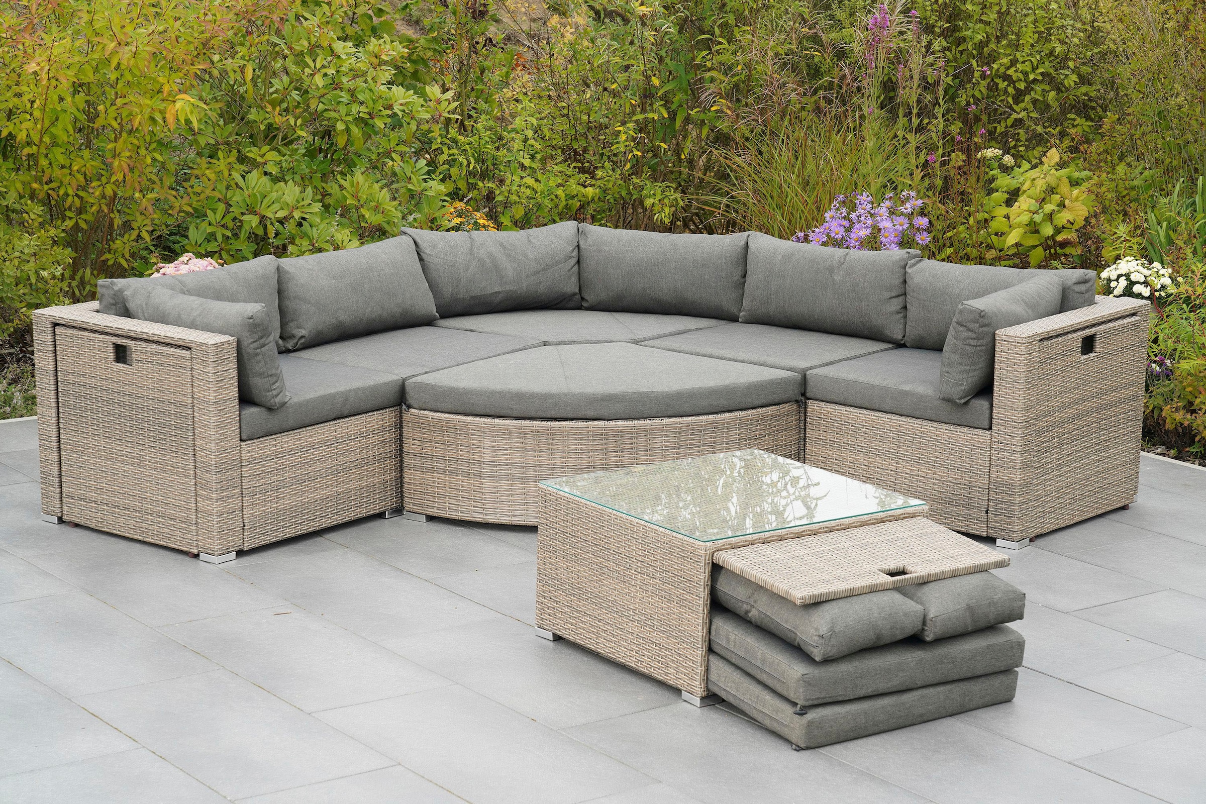 MERXX Gartenlounge-Set »Rivello«, (23 tlg.), inkl. Auflagen, Aufstellmaß BxTxH: 225x225x63 cm