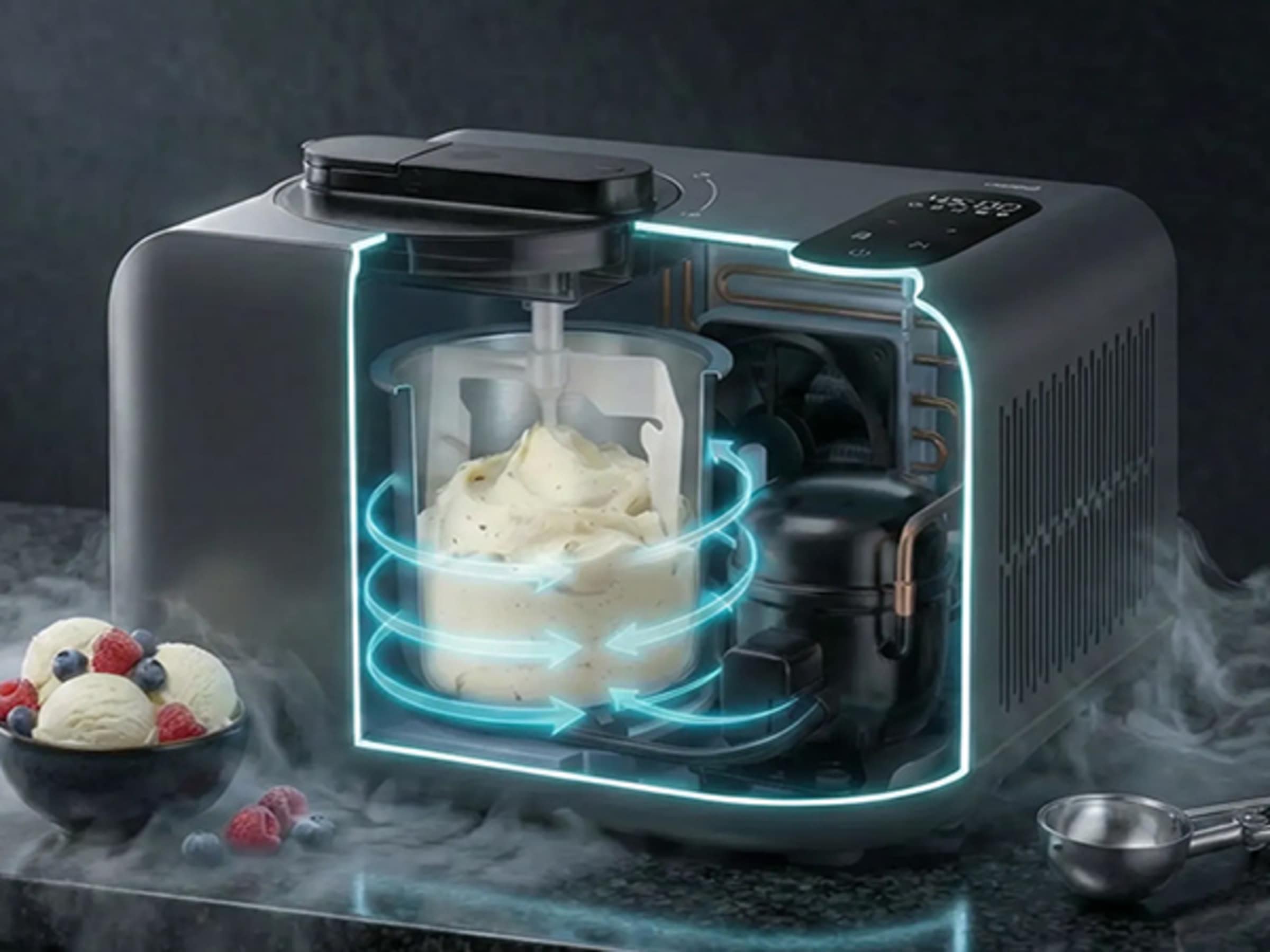 Medion® Eismaschine »MD 100087« 1,5 l 150 W Mixen, Eis, Joghurt oder Slush zubereiten, Eis nachkühlen