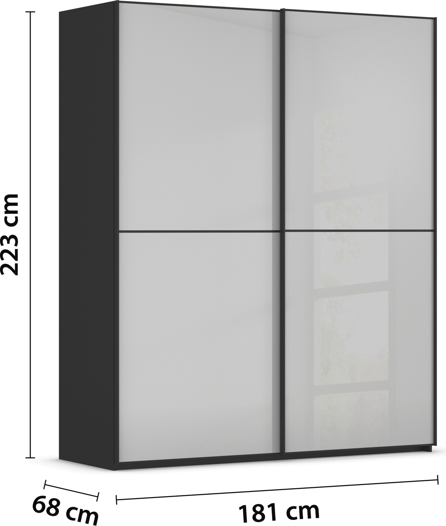 rauch Schwebetürenschrank »Kleiderschrank Schrank Garderobe Schlafzimmerschrank SCALE-DUO«, edle zweigeteilte Türen Glas-Front mit 3 Zierleisten MADE IN GERMANY