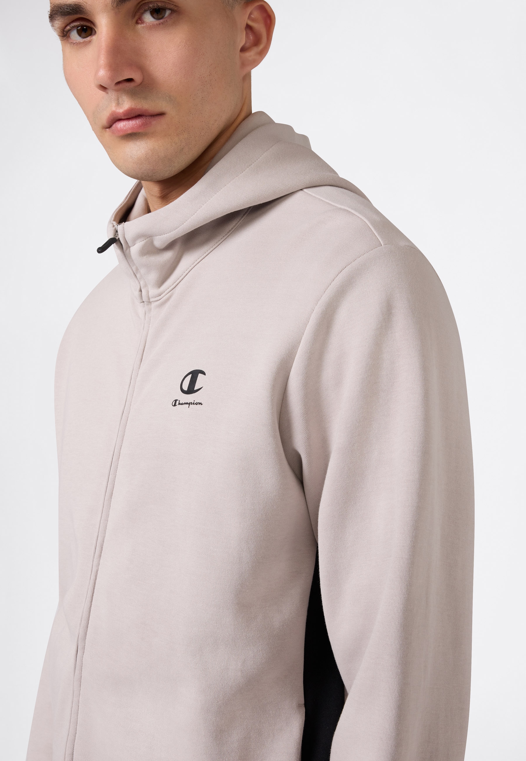 Champion Sweatjacke mit Kapuze, formstabile Optik, aus Baumwollmischung