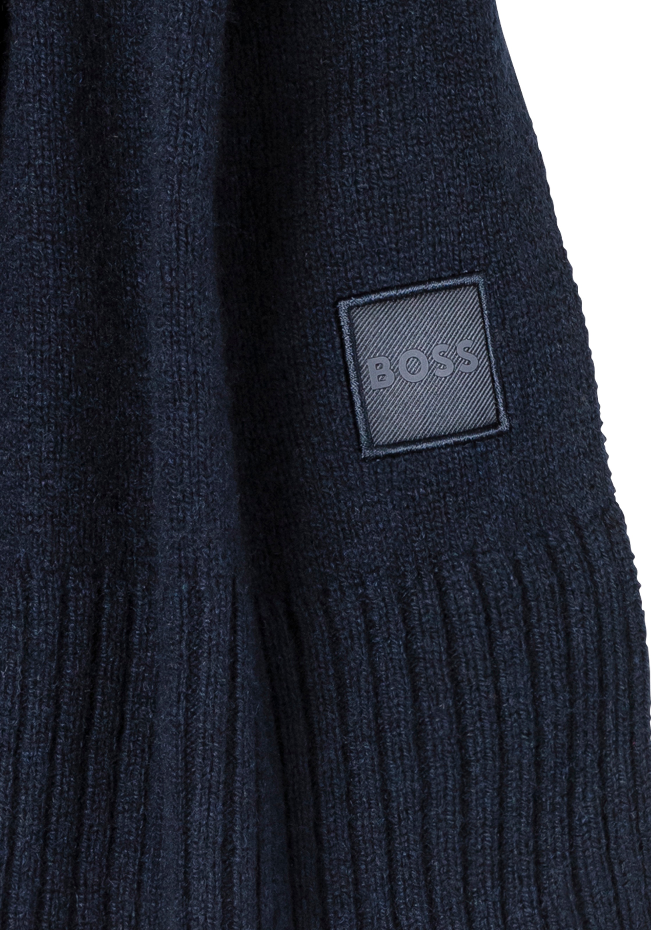 BOSS ORANGE Strickschal »Akaio_R_Scarf«, 50% Wolle Winterschal Wollschal Herbst Premium Mode