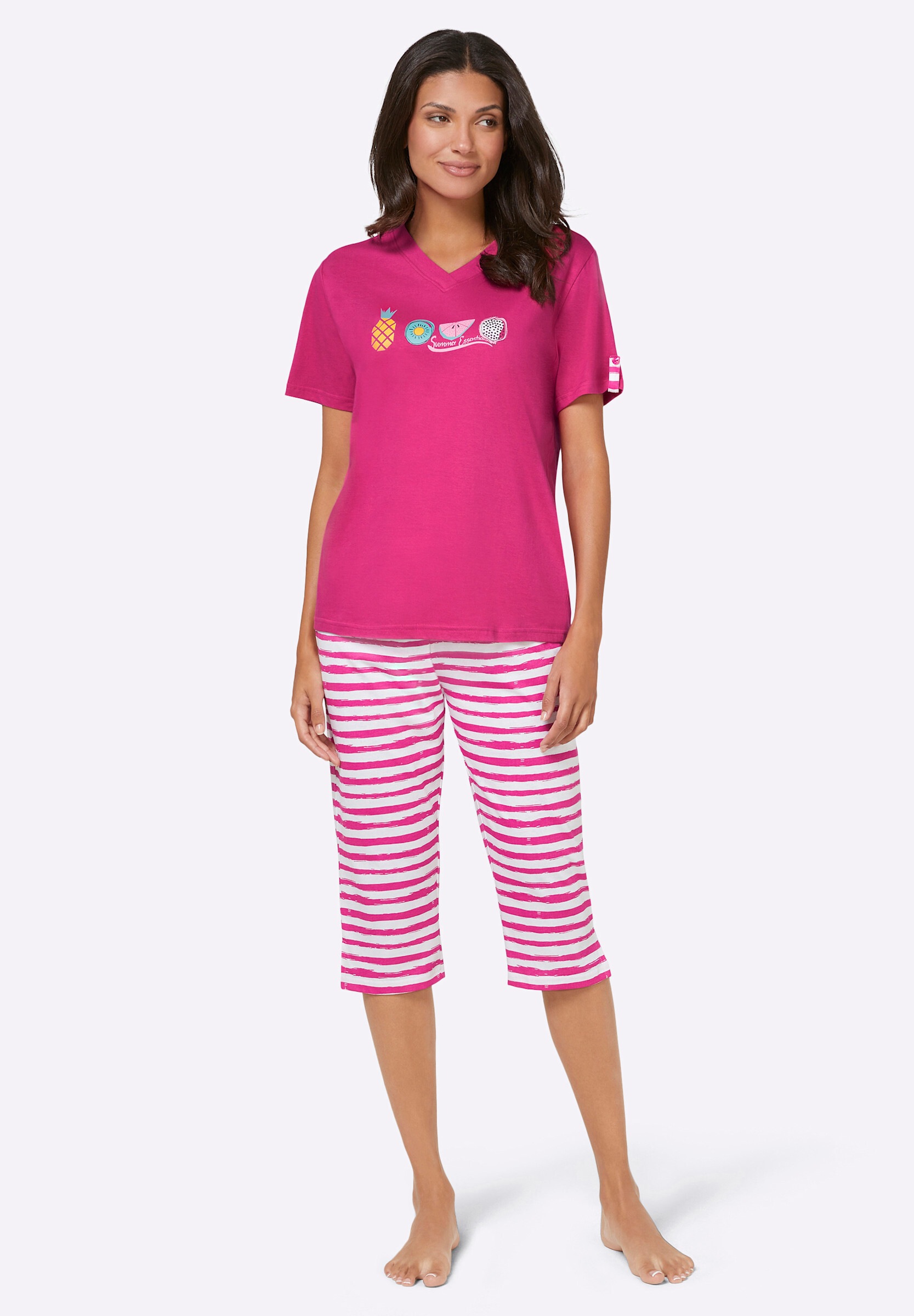 comtessa Capri-Pyjama »Capri-Anzüge Capri-Schlafanzüge in Single-Jersey-Qualität 2 Stück« 2 Stk.