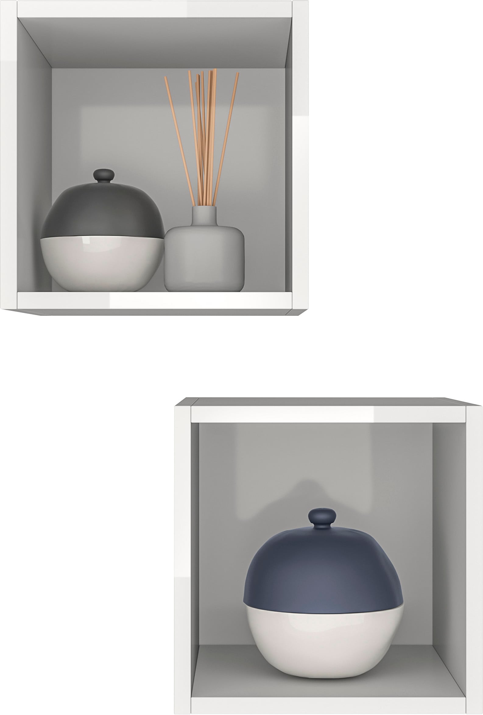 INOSIGN Wandregal »Wandregal Infinity«, (Set, 2 St., 2 kleine Würfelregale), Würfelregal 2er-Set, Breite 28 cm, Höhe 29 cm