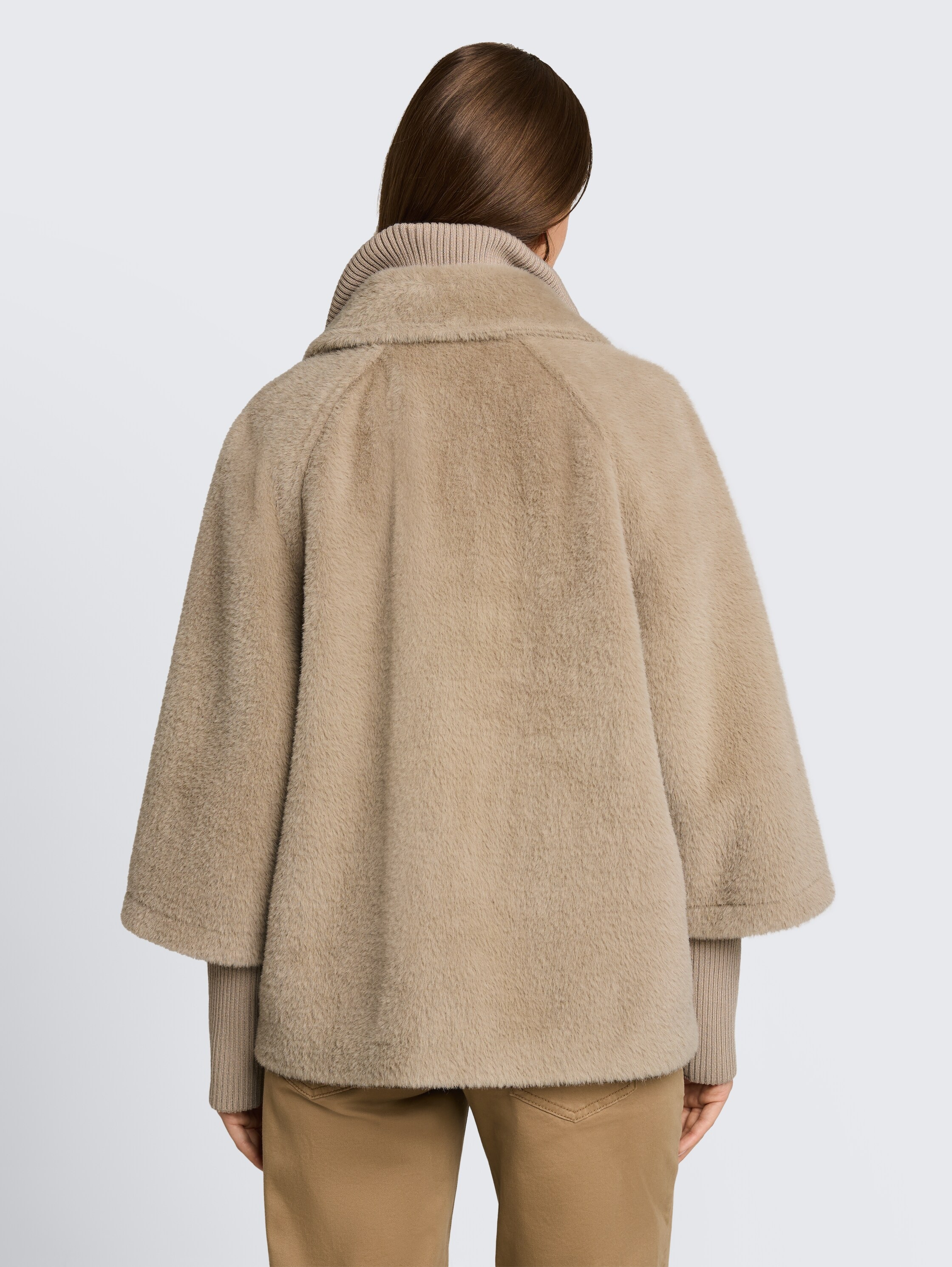 TOM TAILOR Fellimitatjacke »Regular« ohne Kapuze mit Reverskragen und Stehkragen-Inlay  und Knopfleiste