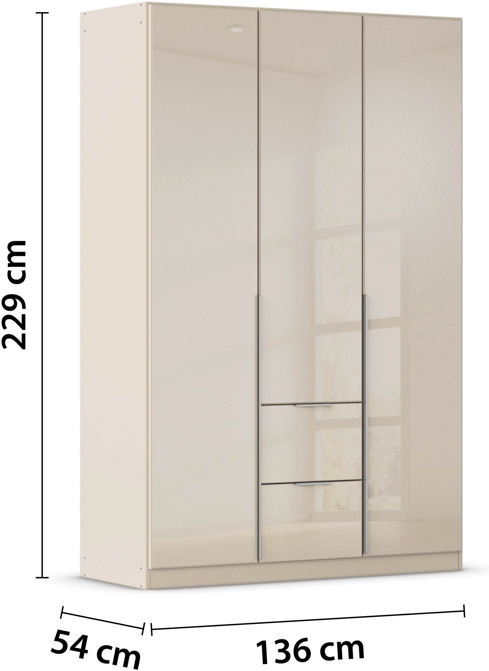 rauch Drehtürenschrank »Kleiderschrank Kleiderschränke Schrank Garderobe AGORDO mit Glasfront«, (in zwei Griff-Farben mit Glasfront), mit Außenschubkästen, in 6 Breiten und 2 Höhen MADE IN GERMANY