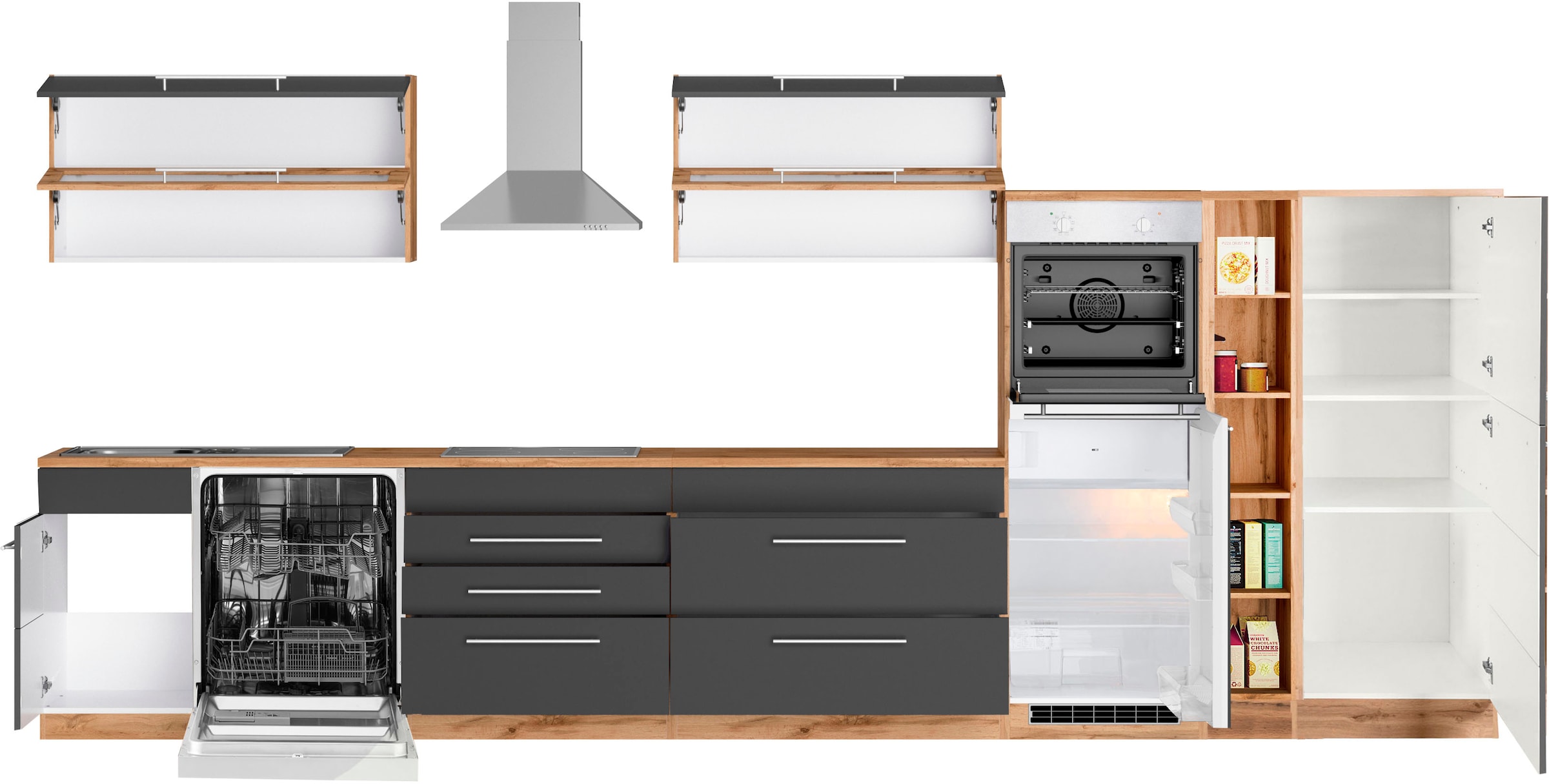 KOCHSTATION Küchenzeile »KS-Wien« Breite 440 cm, wahlweise mit E-Geräten und Induktion
