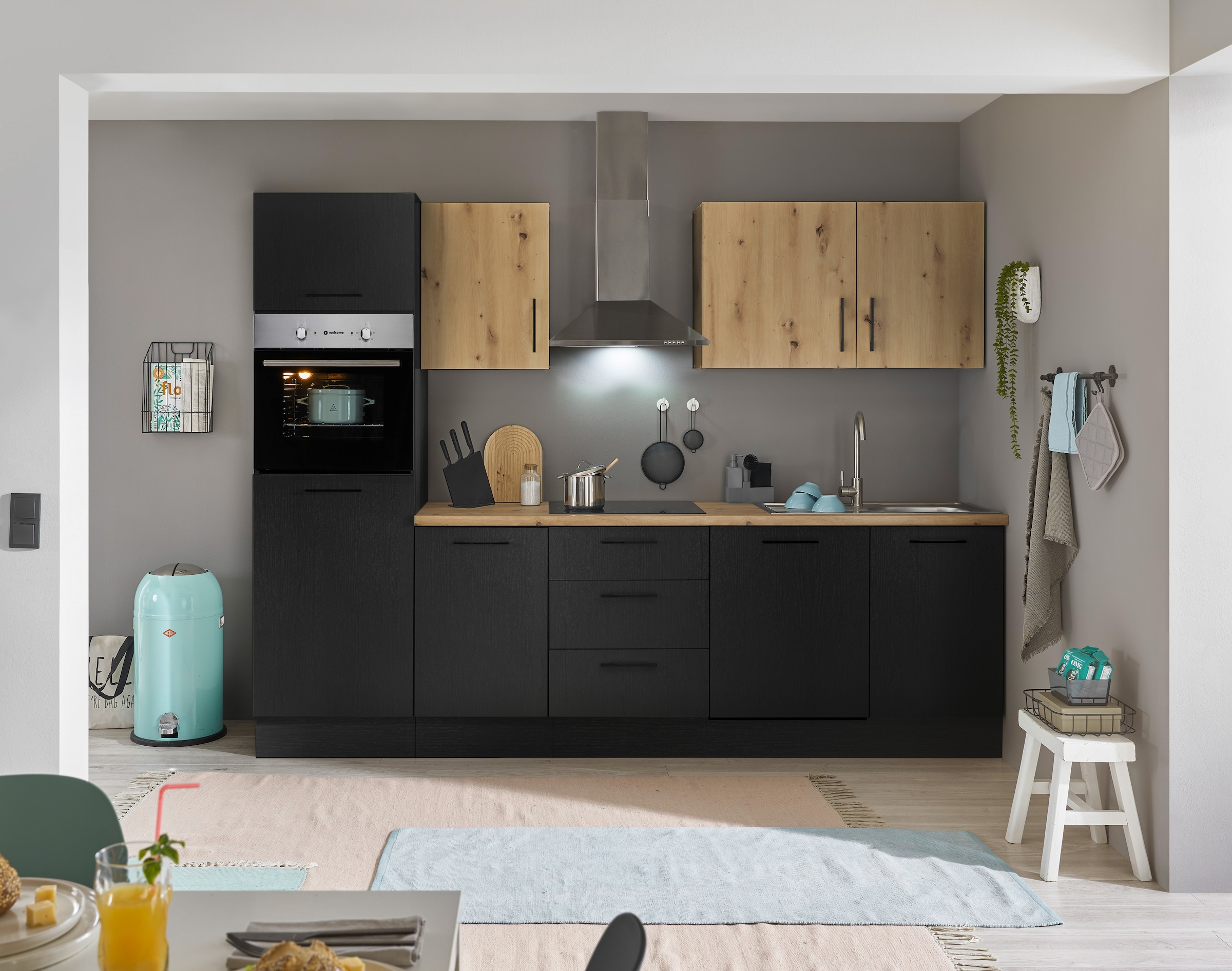 BASIC by Balculina Küchenzeile »Turin« Breite 280 cm, wahlweise mit E-Geräten