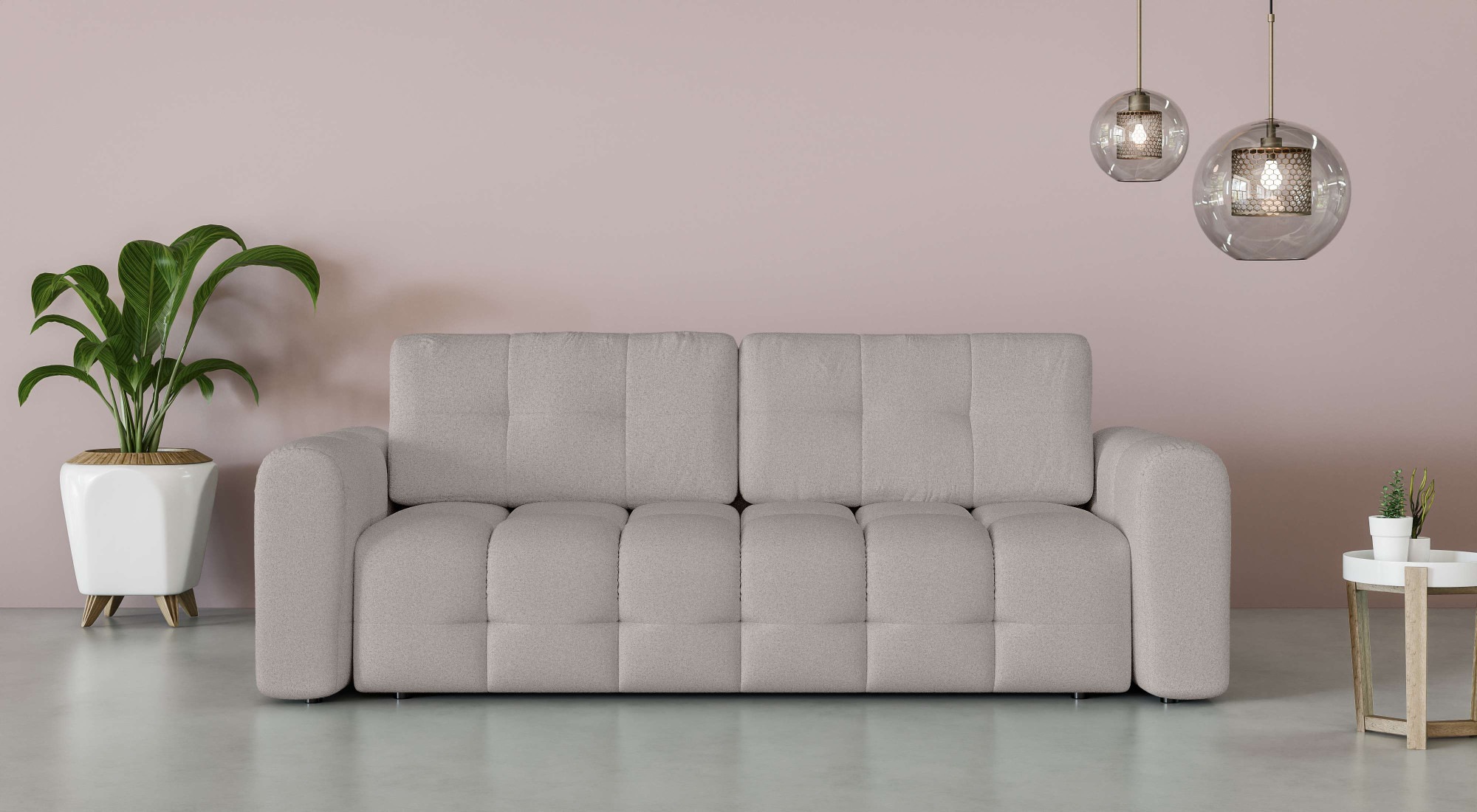 INOSIGN 3-Sitzer »Manilla, wahlweise mit Bettfunktion, B/T/H 265/117/91 cm«, mit Wellenunterfederung, in verschiedenen Materialien und Farben