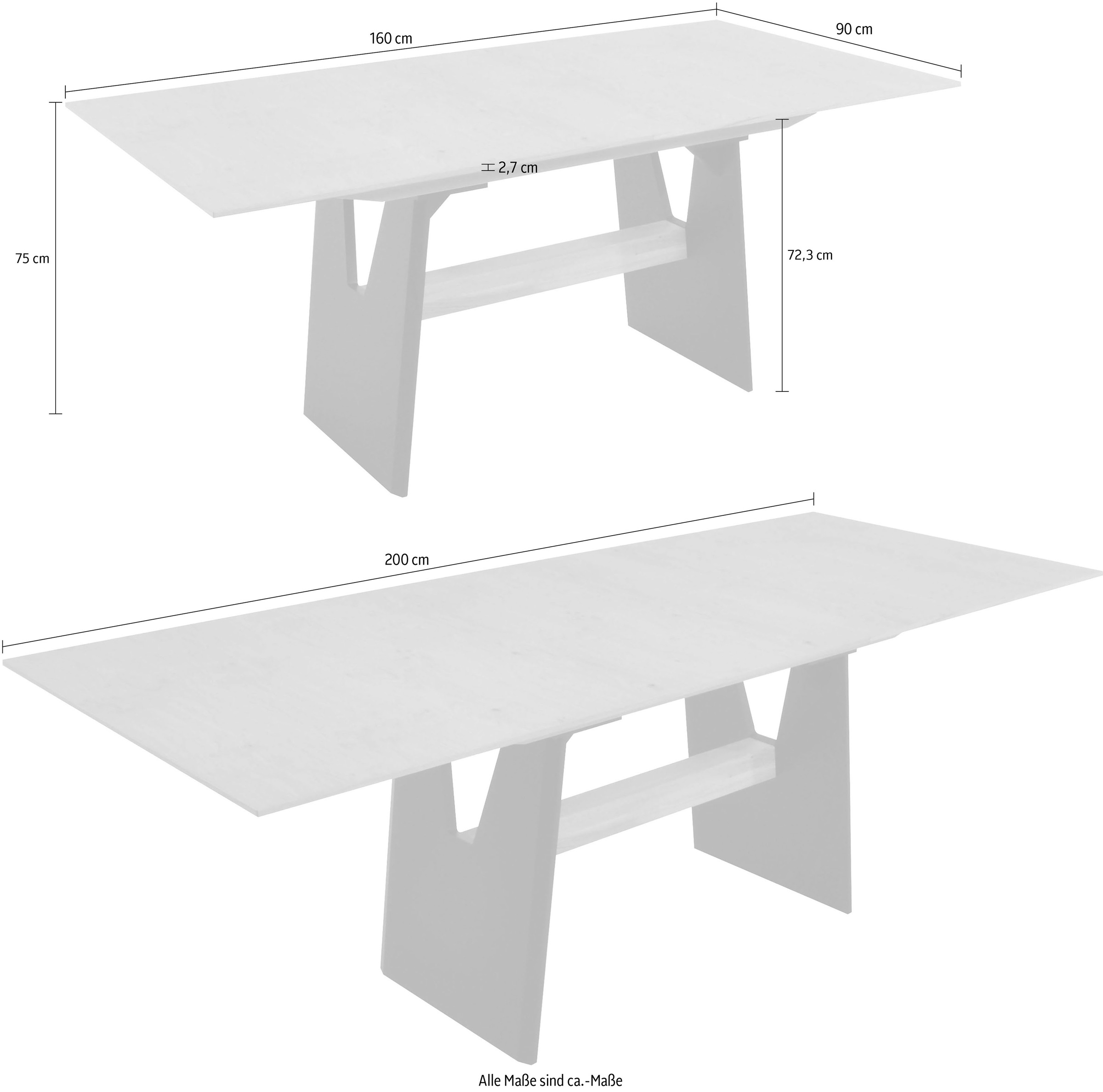 K+W Komfort & Wohnen Essgruppe »Giacomo I« 6 Stk. tlg. 2 Stühle und 2 Armlehnenstühle, Polsterbankbreite 200cm oder 177cm
