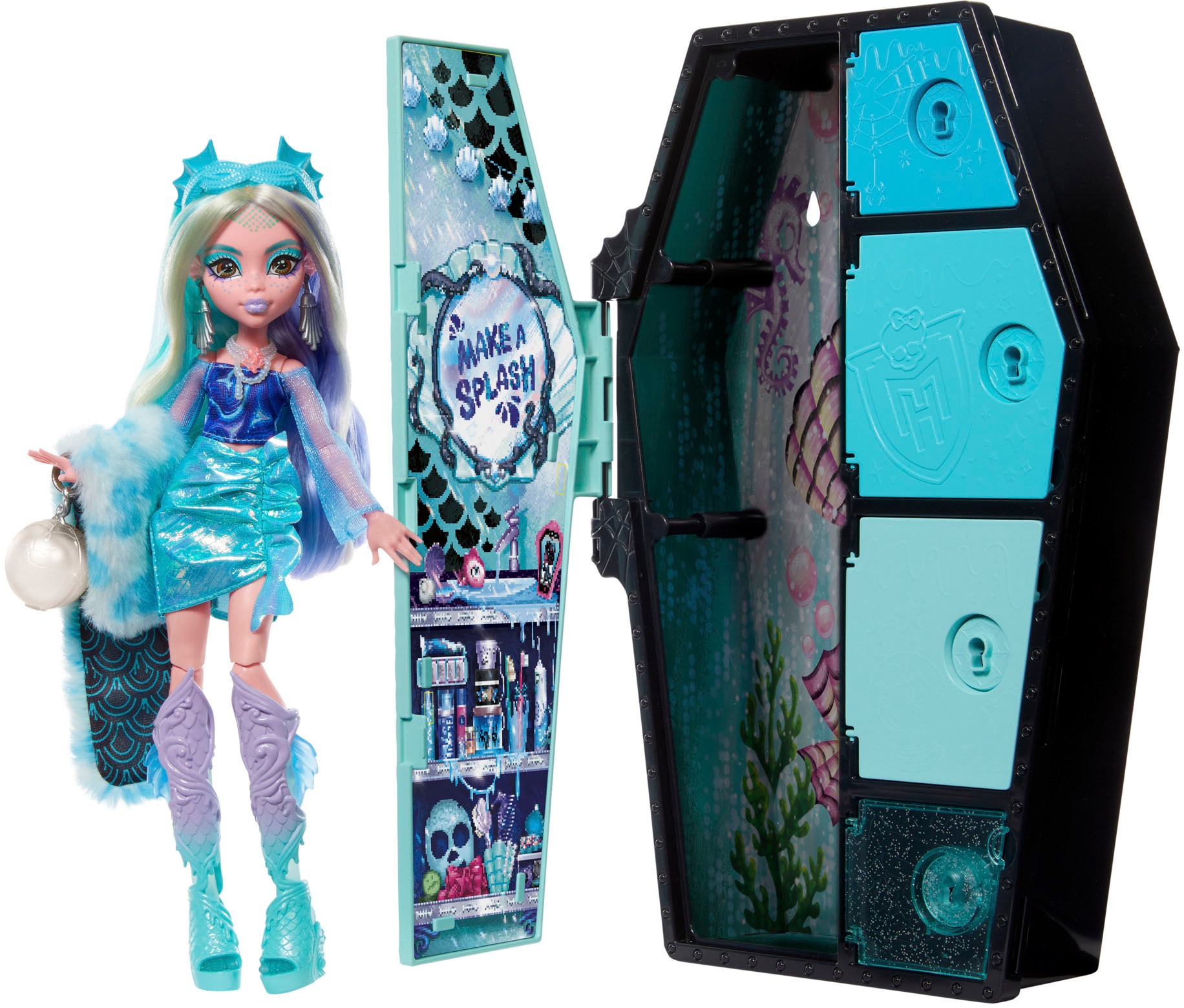 Mattel® Anziehpuppe »Monster High, Verborgene Schätze: Lagoona Blue, Fearidescent-Serie«