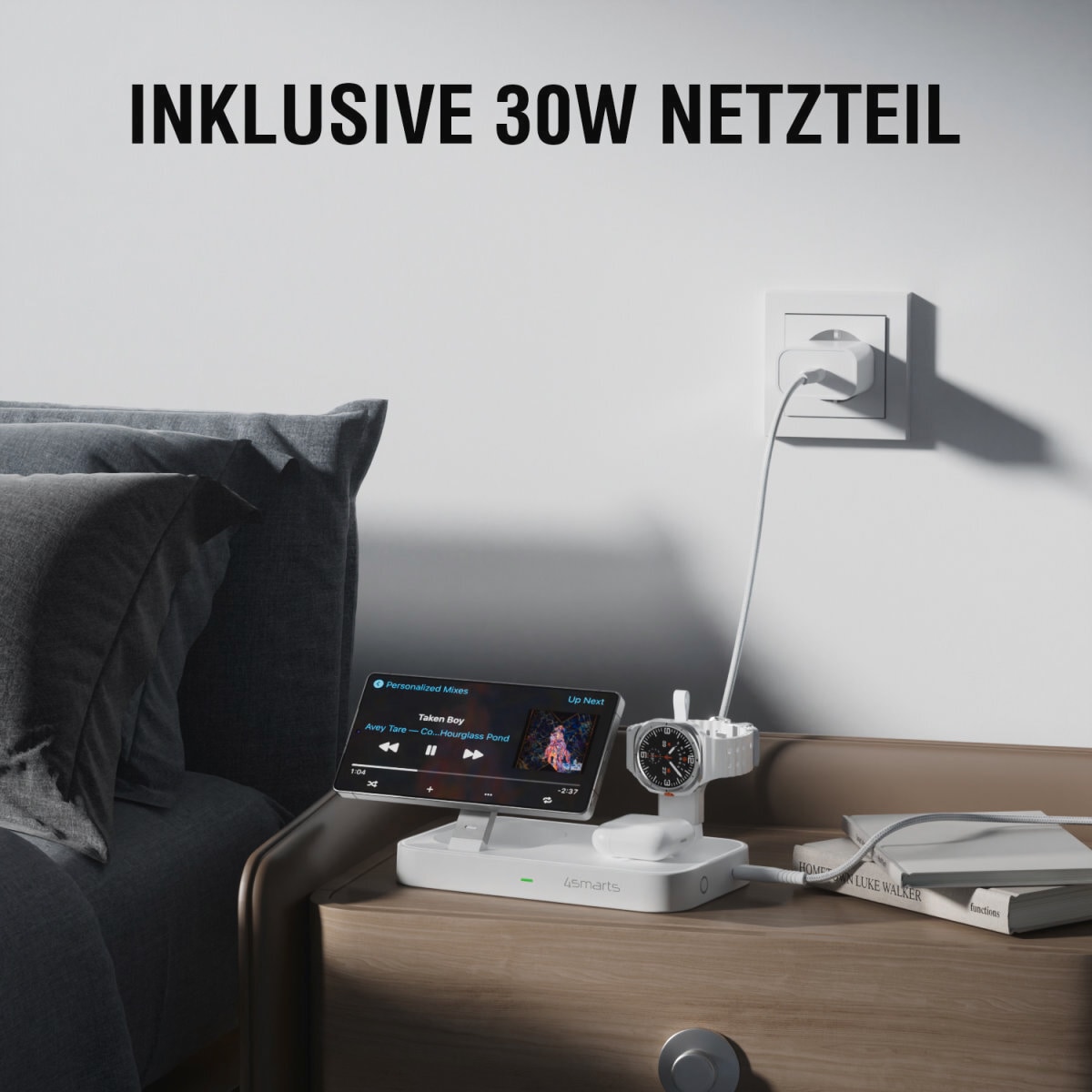 4smarts Ladestation »Qi2 Ladestation Trident mit Charger für Samsung Watch«