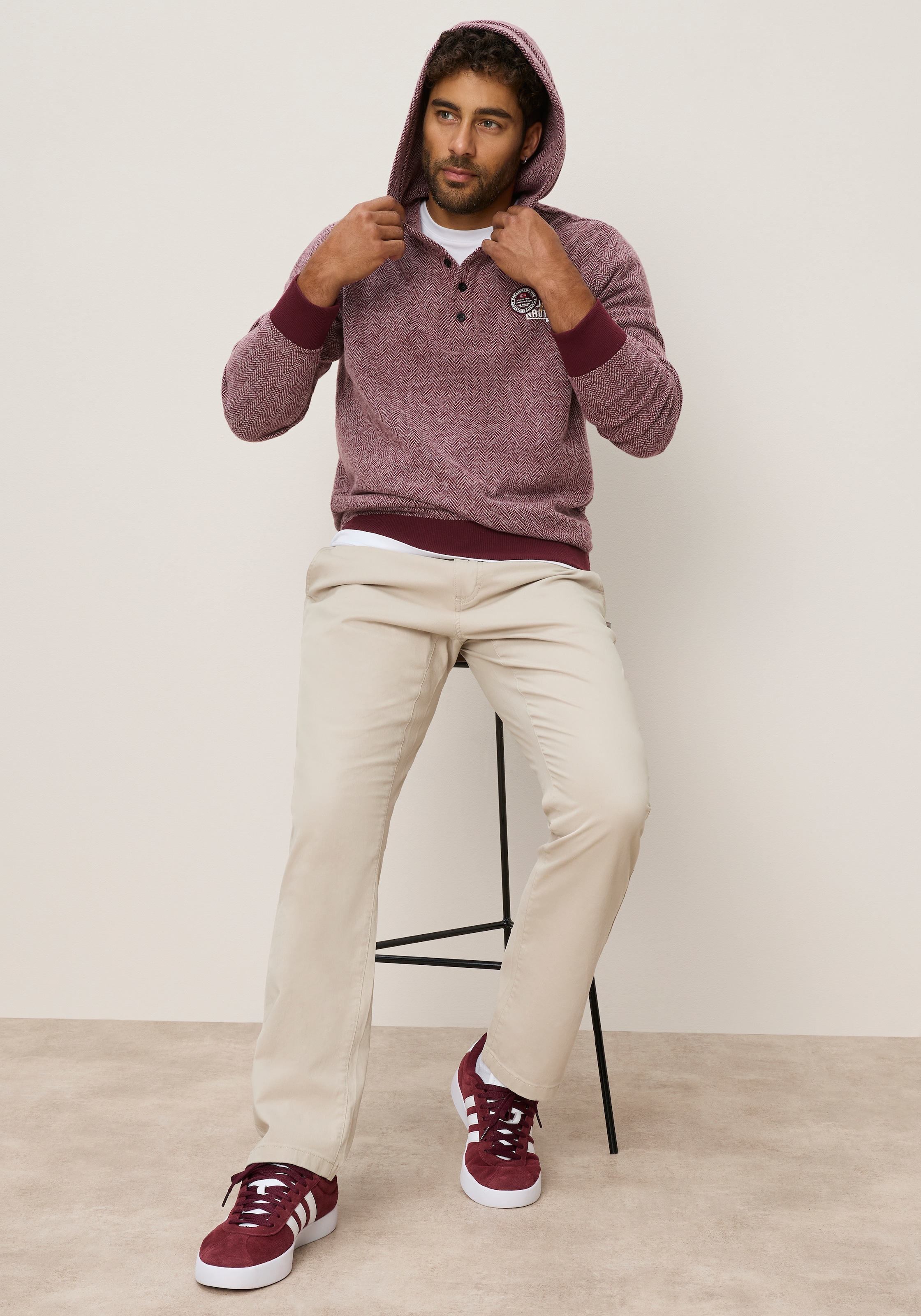 Man's World Fleecepullover , mit Kapuze, gemusterte Optik, aus Polyester und Baumwolle
