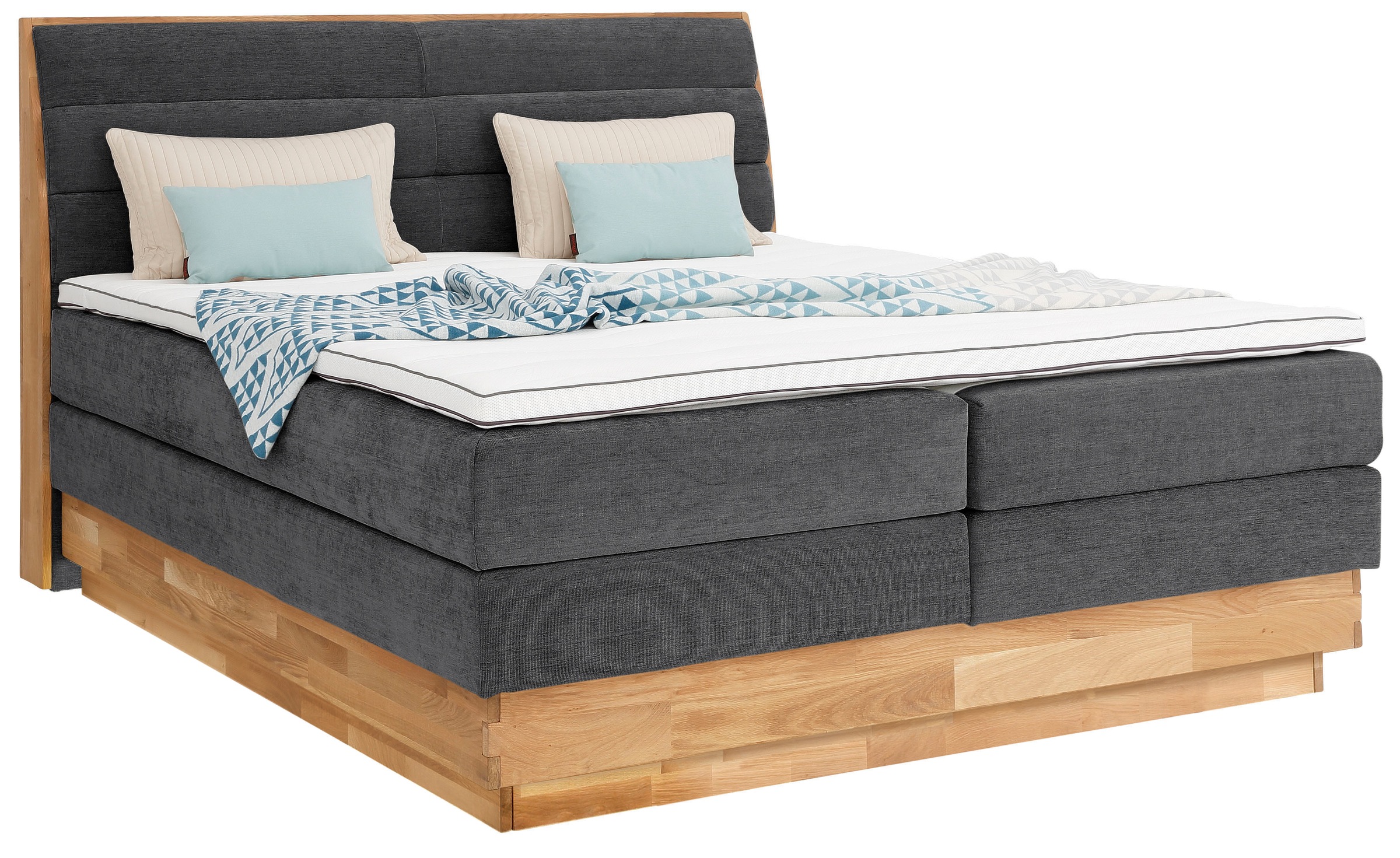 OTTO home Boxspringbett »Jenna« ohne LED-Beleuchtung, mit zertifizierten, recycelten Bezugsstoffen