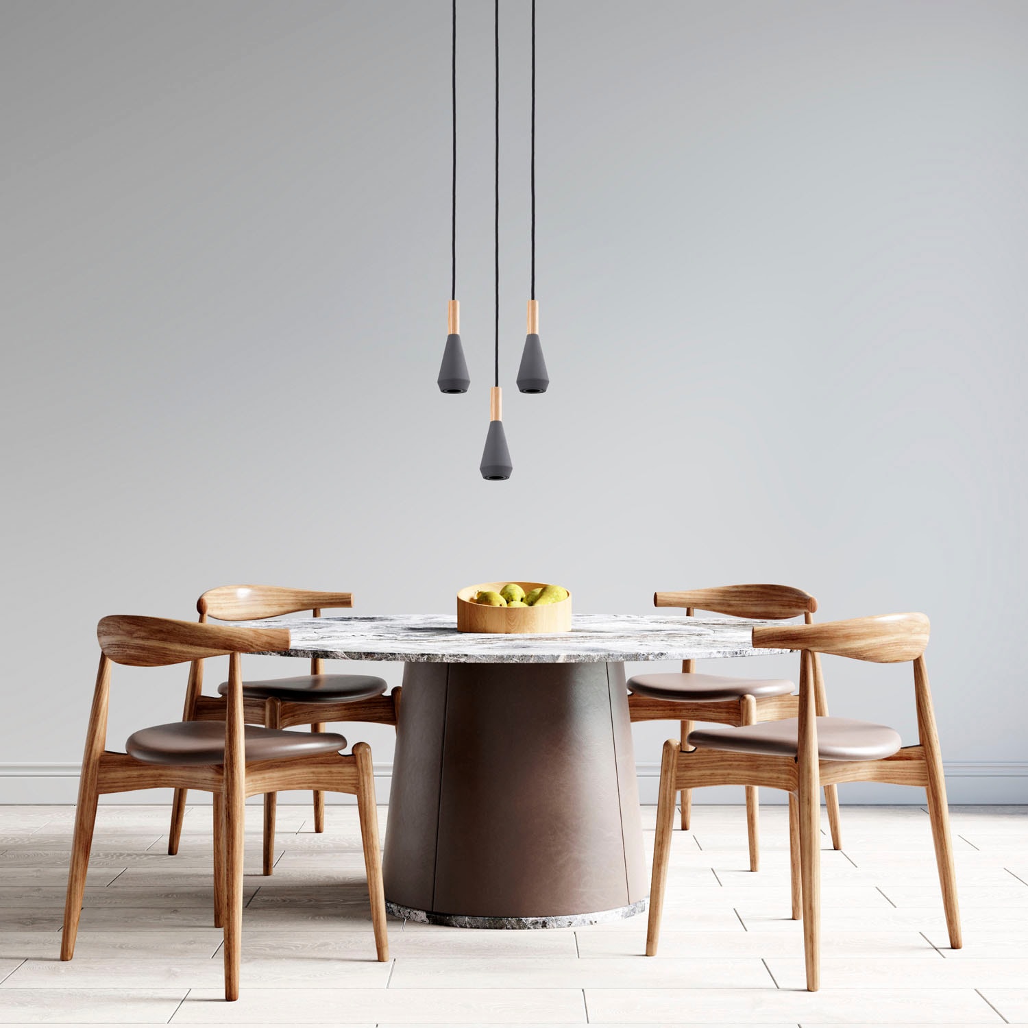 Paco Home Pendelleuchte »MORA«, Leuchtmittel GU10 | ohne Leuchtmittel, Wohnzimmer Esszimmer Klein Modern Holz Metall GU10 Trichterform