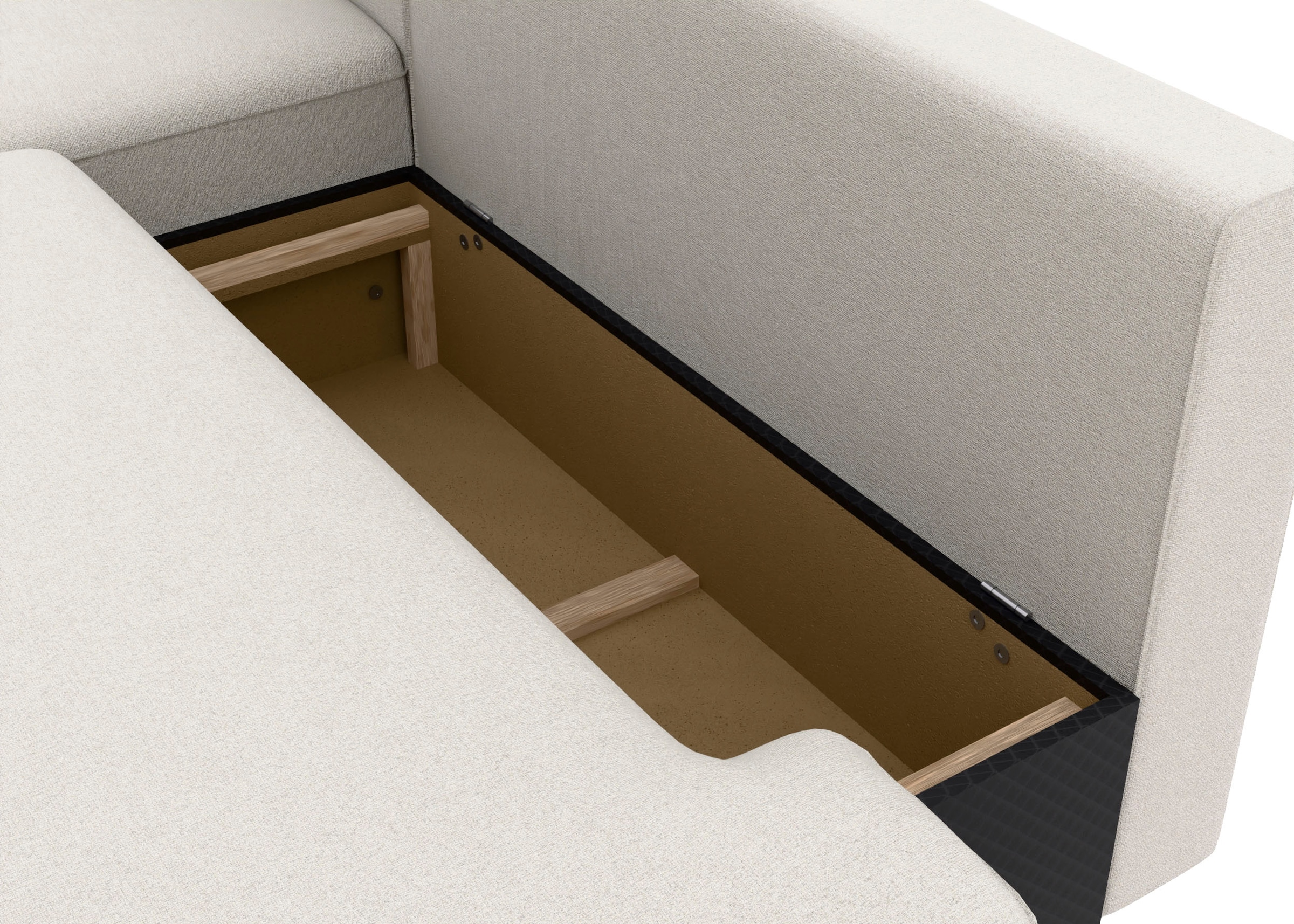 TRENDMANUFAKTUR Ecksofa »Fordon II, Schlafsofa mit Bettkasten, Couch in L-Form, Breite 250 cm« in Struktur LUMOS, 3D-Effekt, sandgrau, Armlehne links