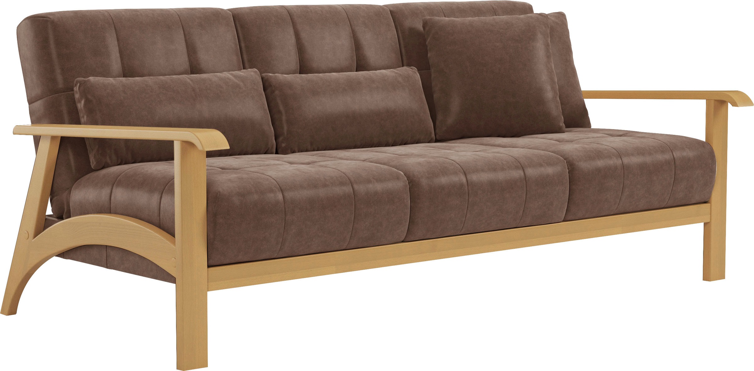 sit&more 3-Sitzer »Billund«, Armlehnen aus eichefarbigem Buchenholz, verschiedene Bezüge und Farben