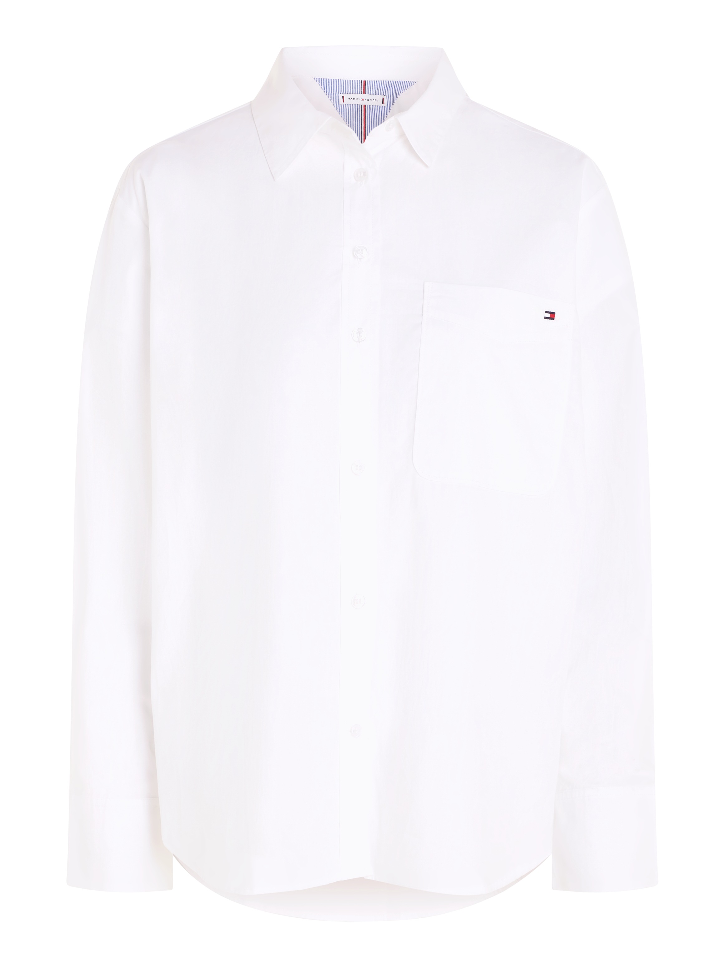 Tommy Hilfiger Hemdbluse »SOLID COTTON EASY FIT SHIRT«, mit Brusttasche