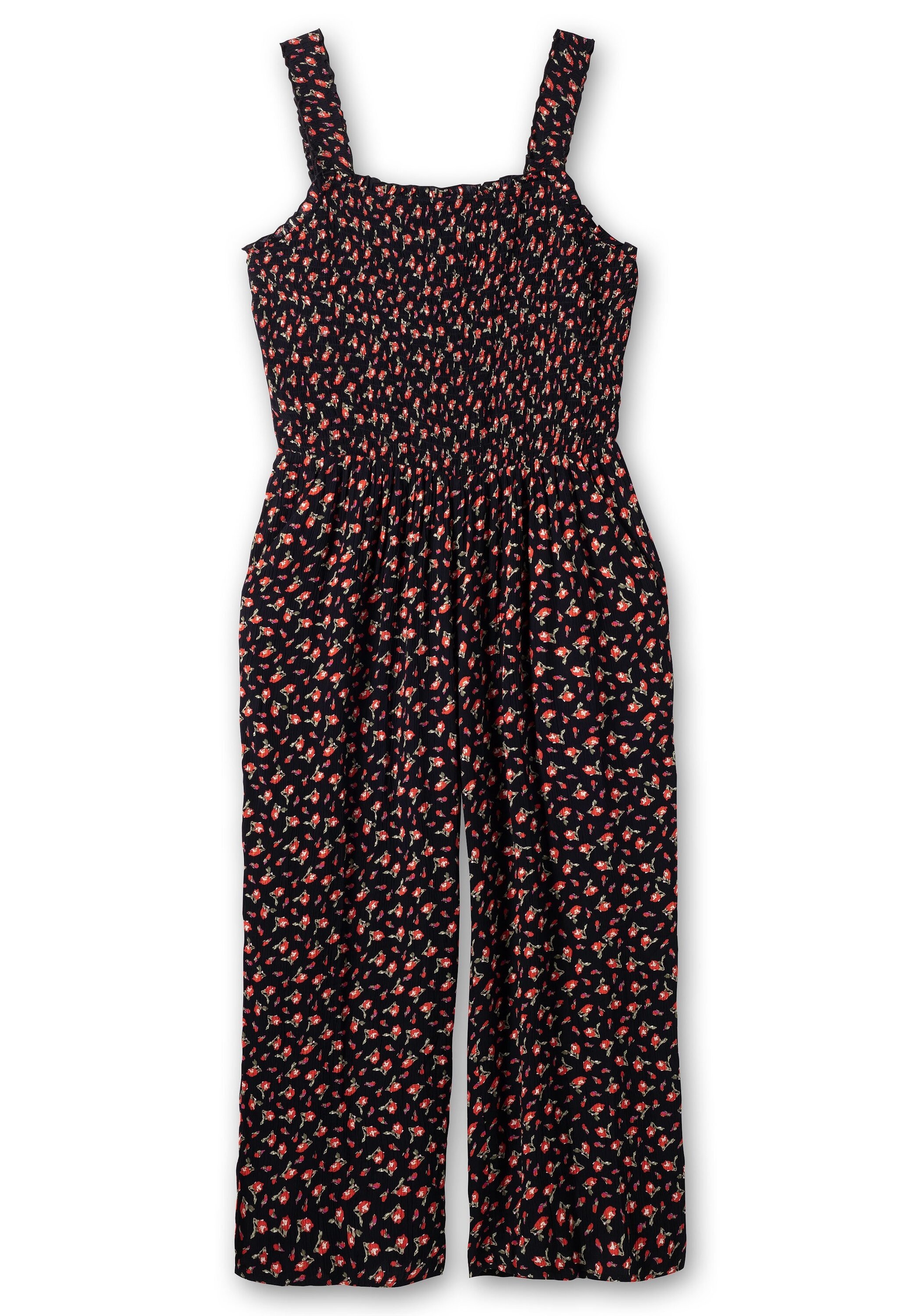 Sheego Jumpsuit »Overall mit Blümchendruck und weitem Bein«