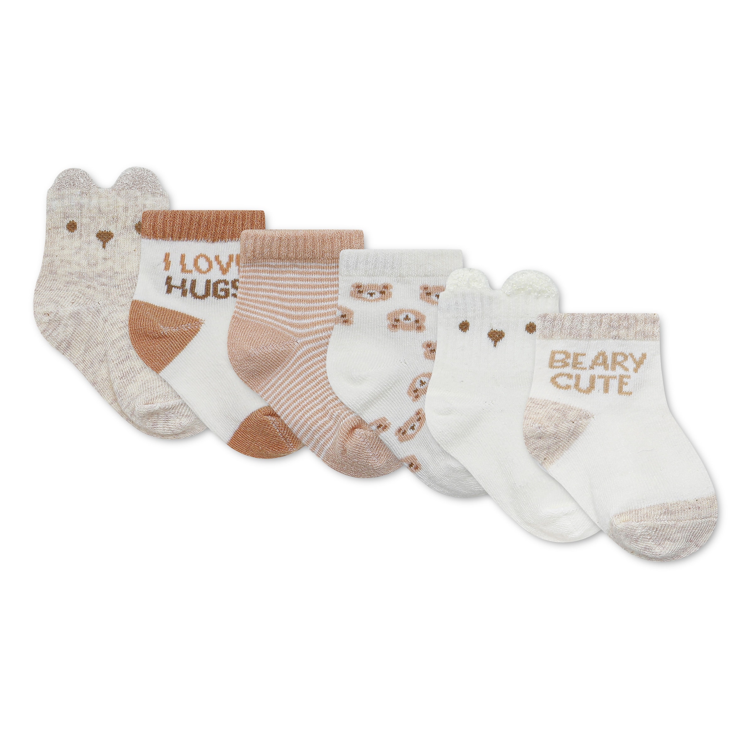 HUGGIES babywear Kurzsocken »HGHN 6PK QUARTER SOCKS« Packung, 6 Paar tlg. 6er Pack Baby-Socken mit Bärchen-Mtoiven