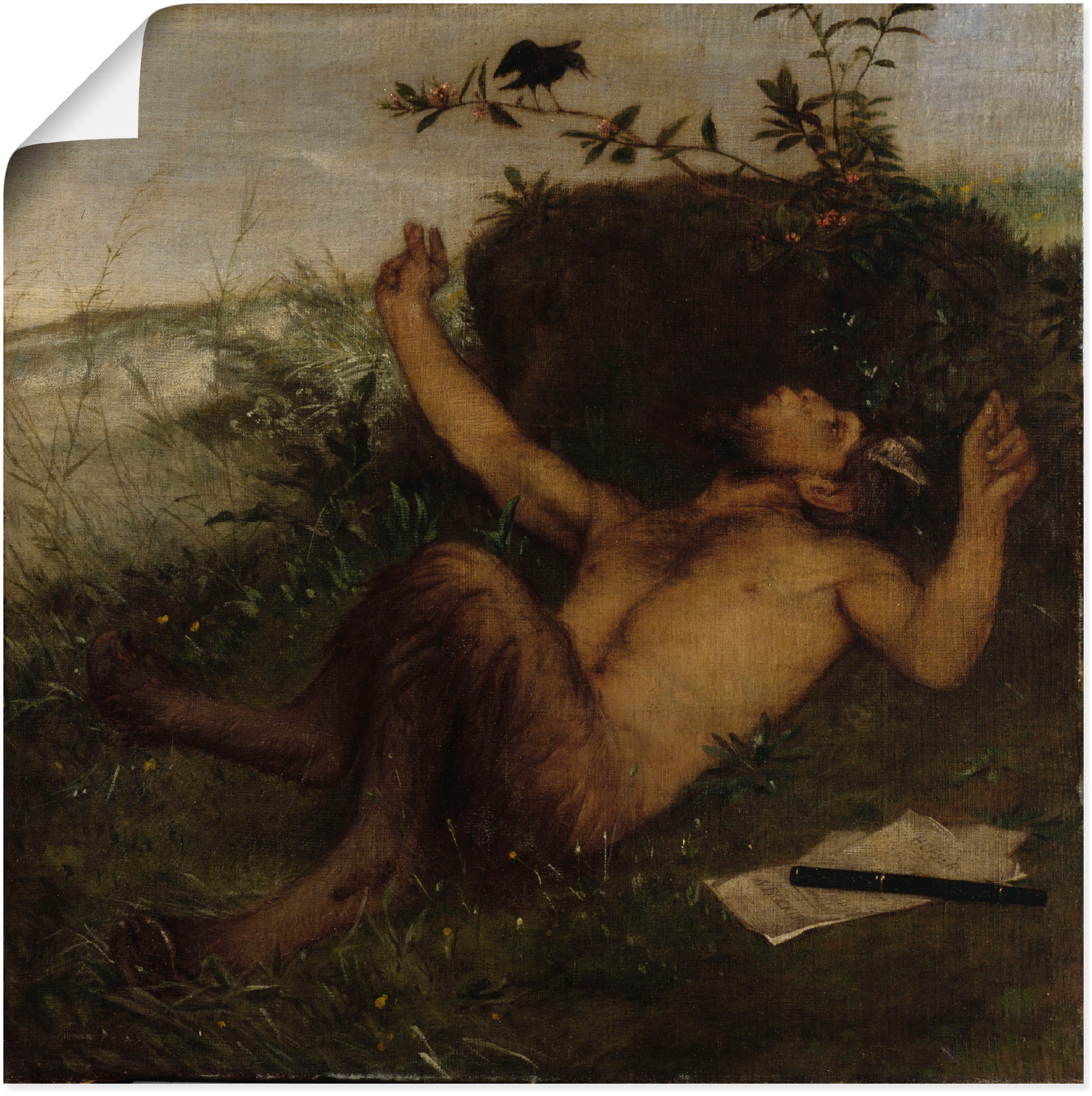 Artland Wandbild »Faun, einer Amsel zupfeifend. Um 1864/65«, klassische Fantasie, (1... kaufen