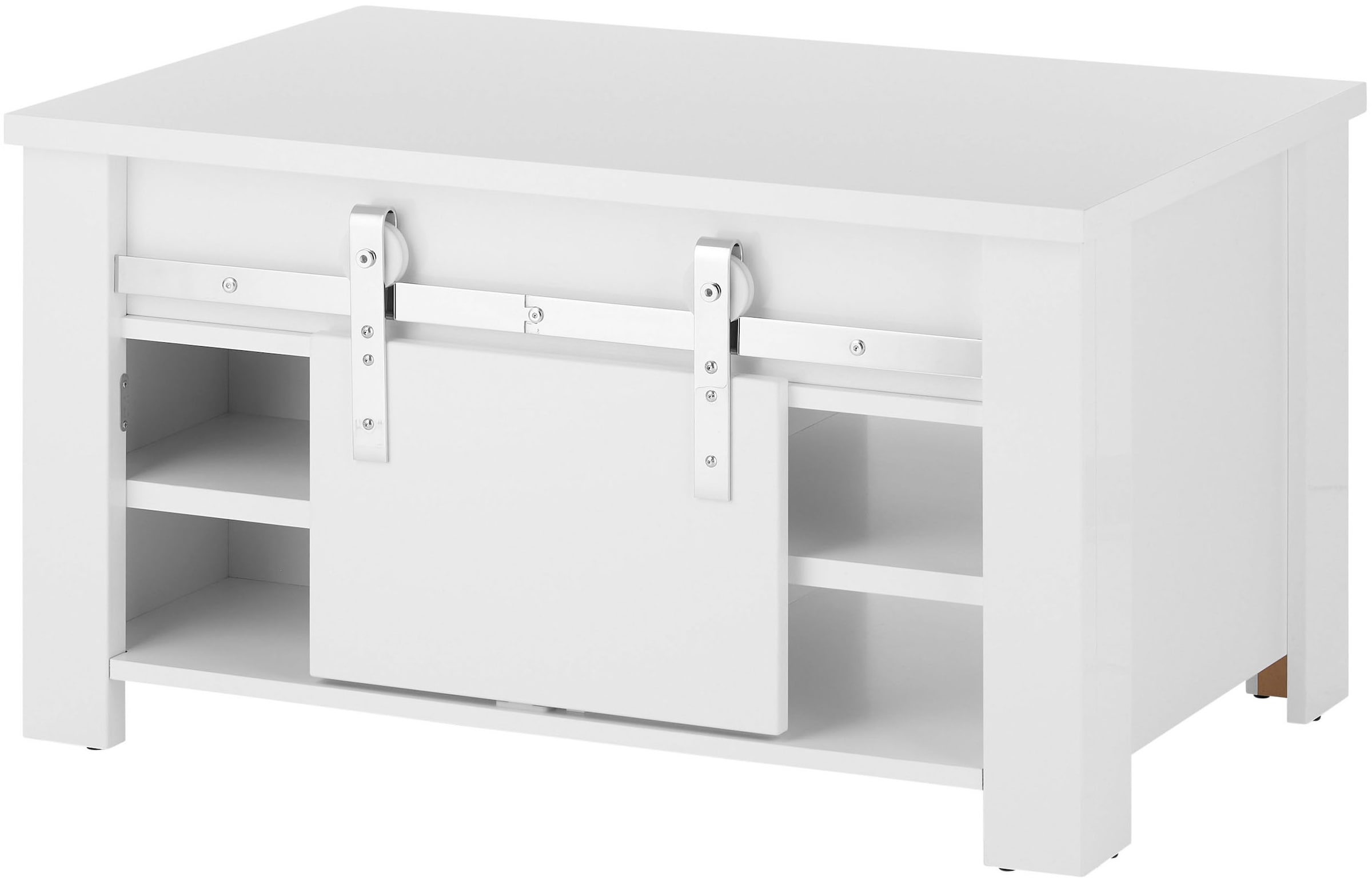 Home affaire Couchtisch »Daytona, Beistelltisch, Wohnzimmertisch, Sofatisch, Tisch« mit Schiebetürenbeschlag in Chrom-Optik, mit Fächern und Ablageböden