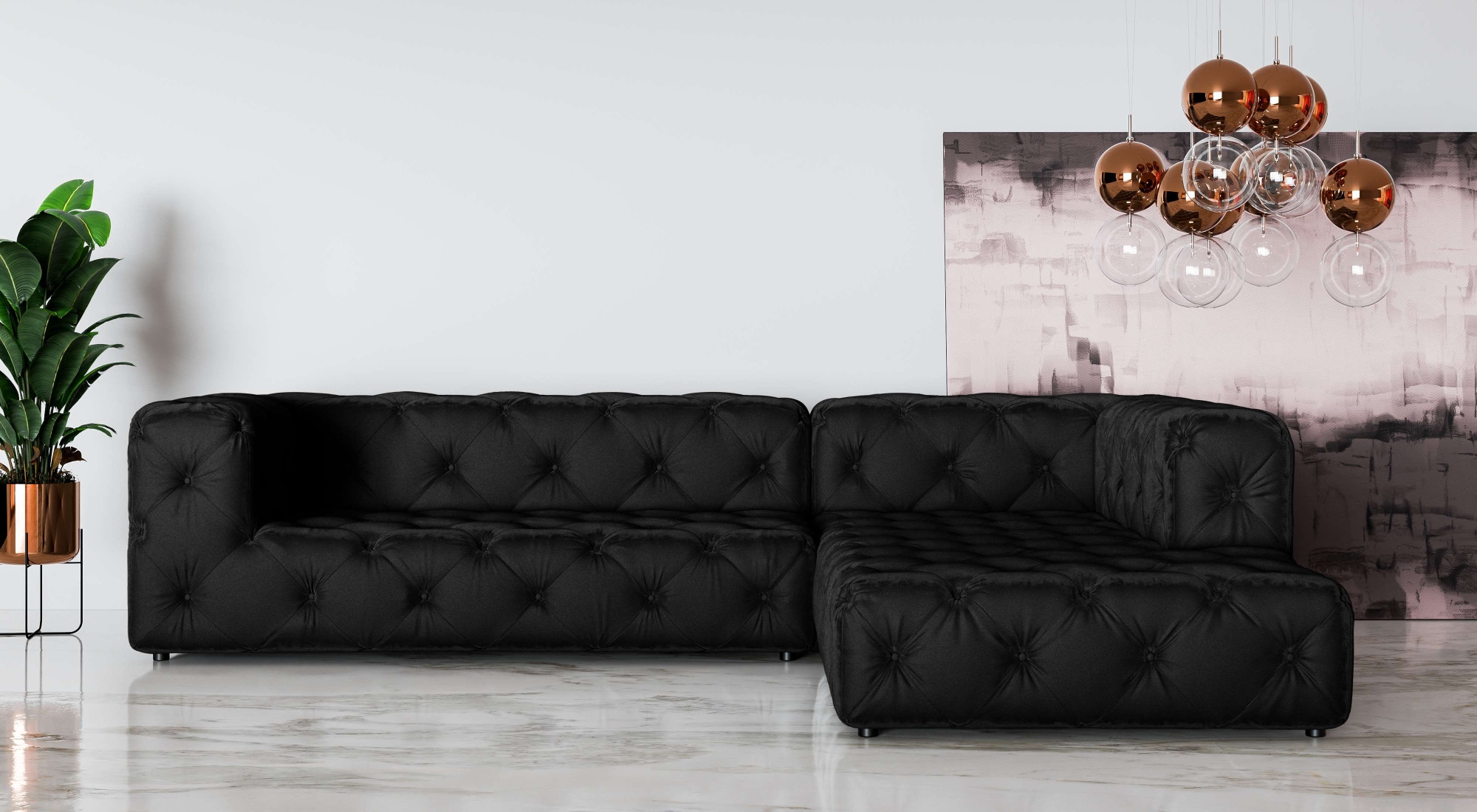 PLACES OF STYLE Ecksofa »FOLLINA« L-Form, mit klassischer Chesterfield-Knopfheftung