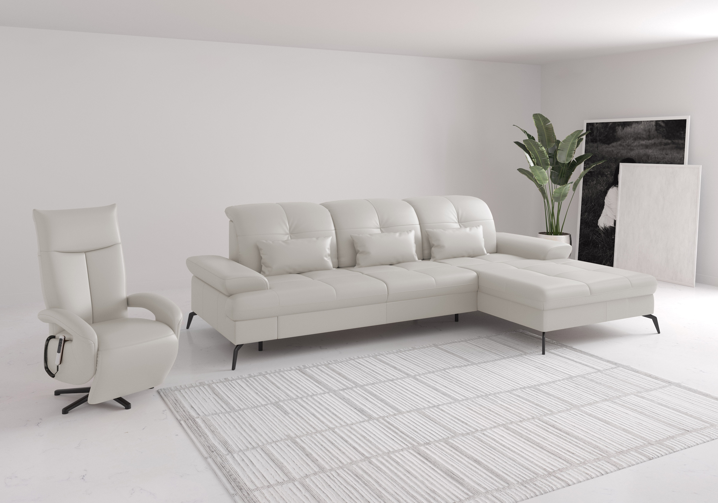 sit&more Ecksofa »Amica, L-Form, inkl. Sitztiefenverstellung & Armteilverstellung«, wahlweise mit Bettfunktion, Bettkasten und Kopfteilverstellung