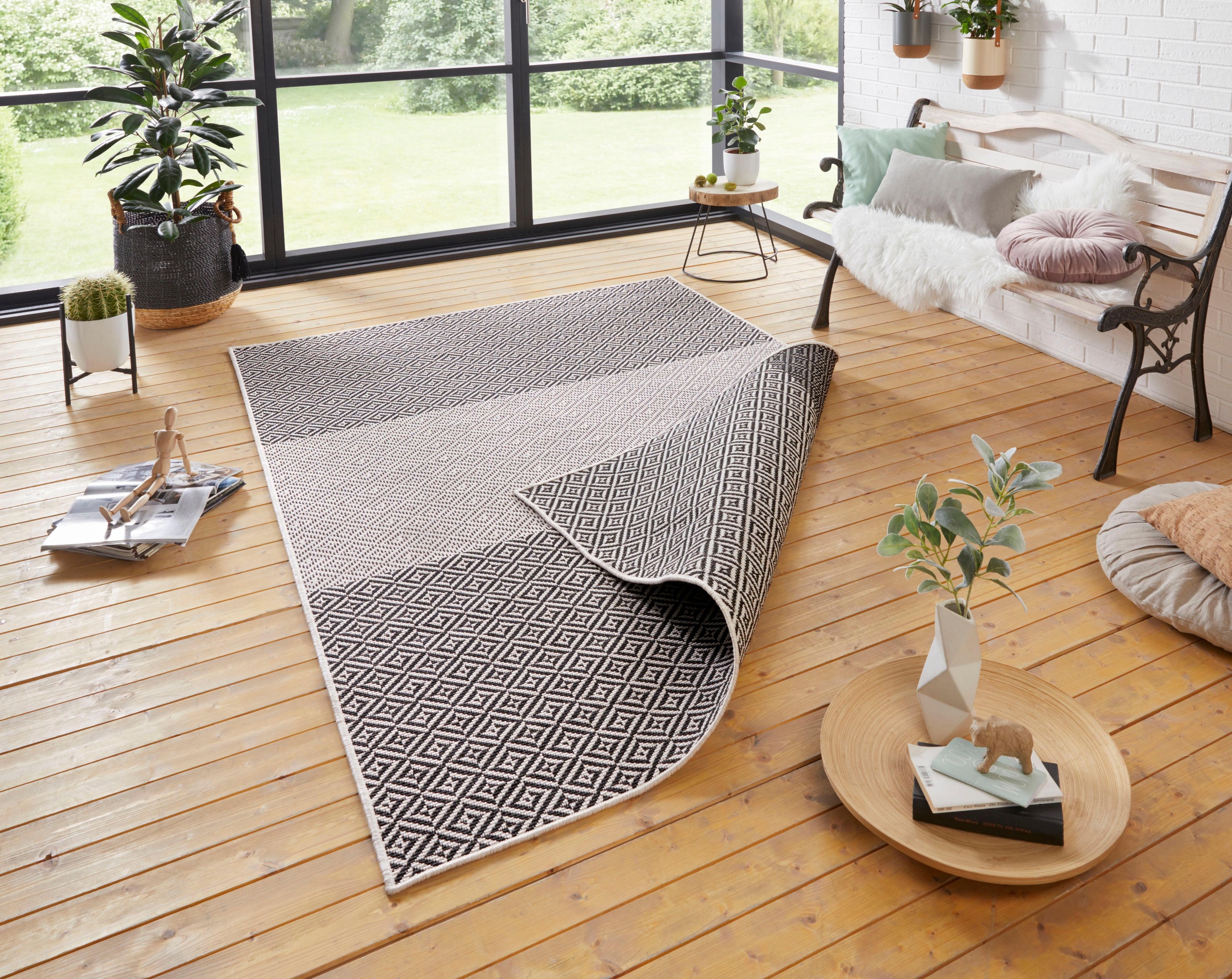 NORTHRUGS Teppich »Borneo«, rechteckig, 5 mm Höhe, In- und Outdoor geeignet, Wendbar, Wohnzimmer