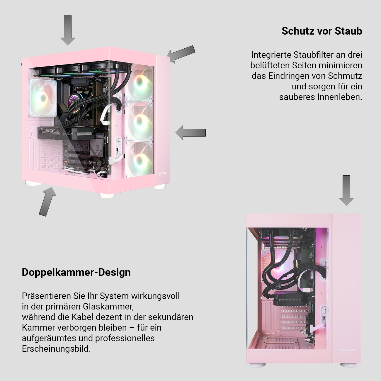 Cougar Gaming-PC »FV150 PK 7951 AMD Ryzen 5 9600X 32GB DDR5 1TB SSD RTX 5060« Windows 11, DDR5 RAM, Wasserkühlung