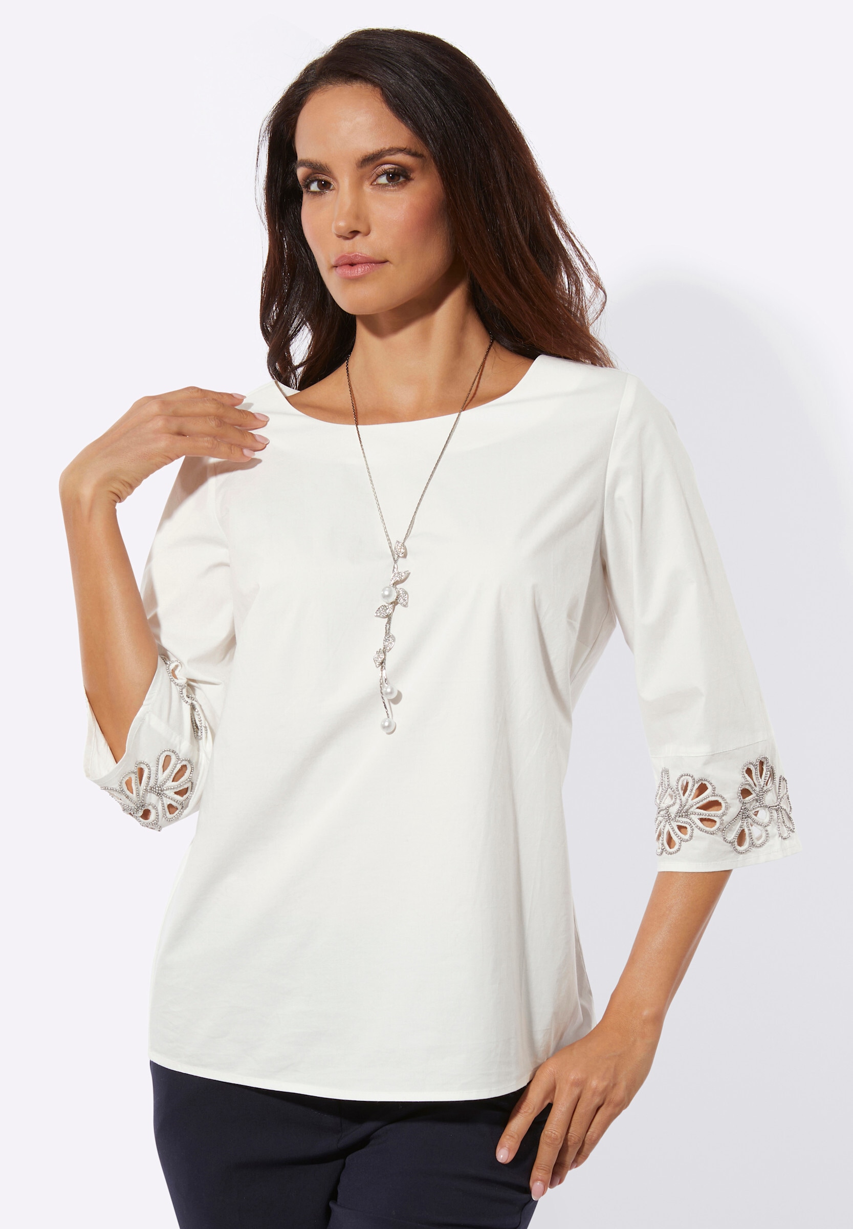 creation L Schlupfbluse »Baumwoll-Bluse Baumwollbluse in bequemer Schlupfform«