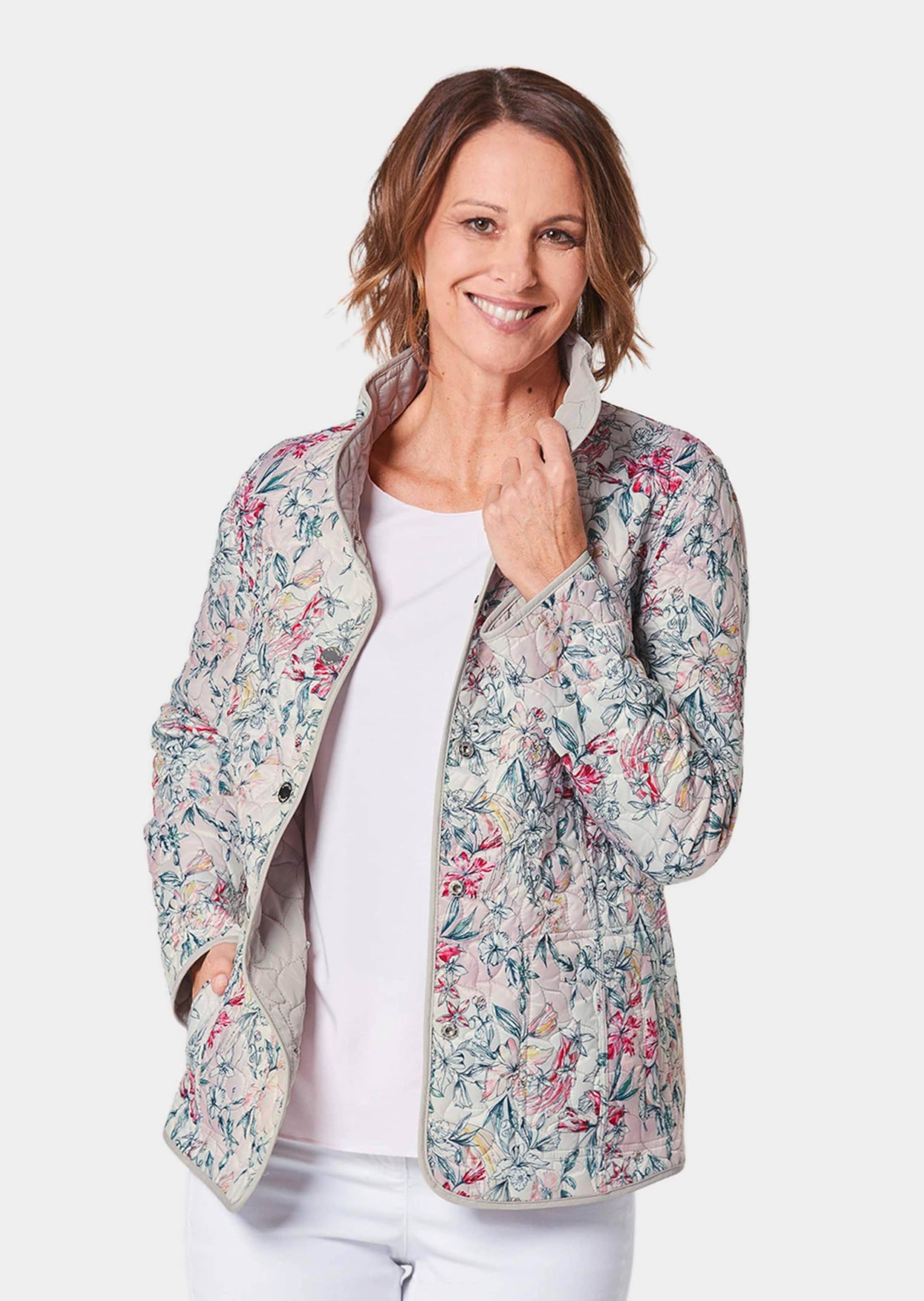 GOLDNER Steppjacke »Kurzgröße Wattierte Wendejacke mit Druckmuster«