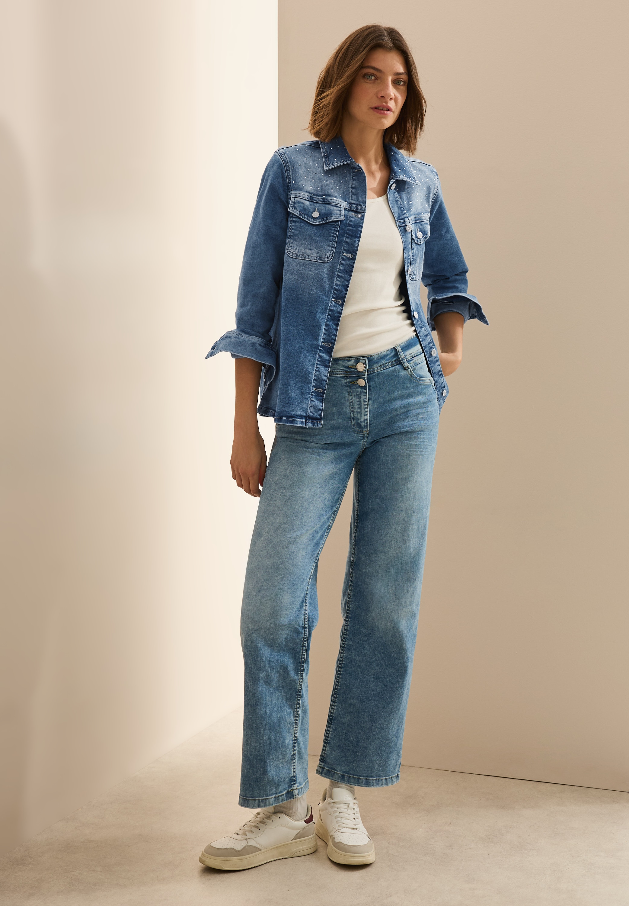 Cecil Oversize-Shirt, Overshirt mit Glitzersteinen